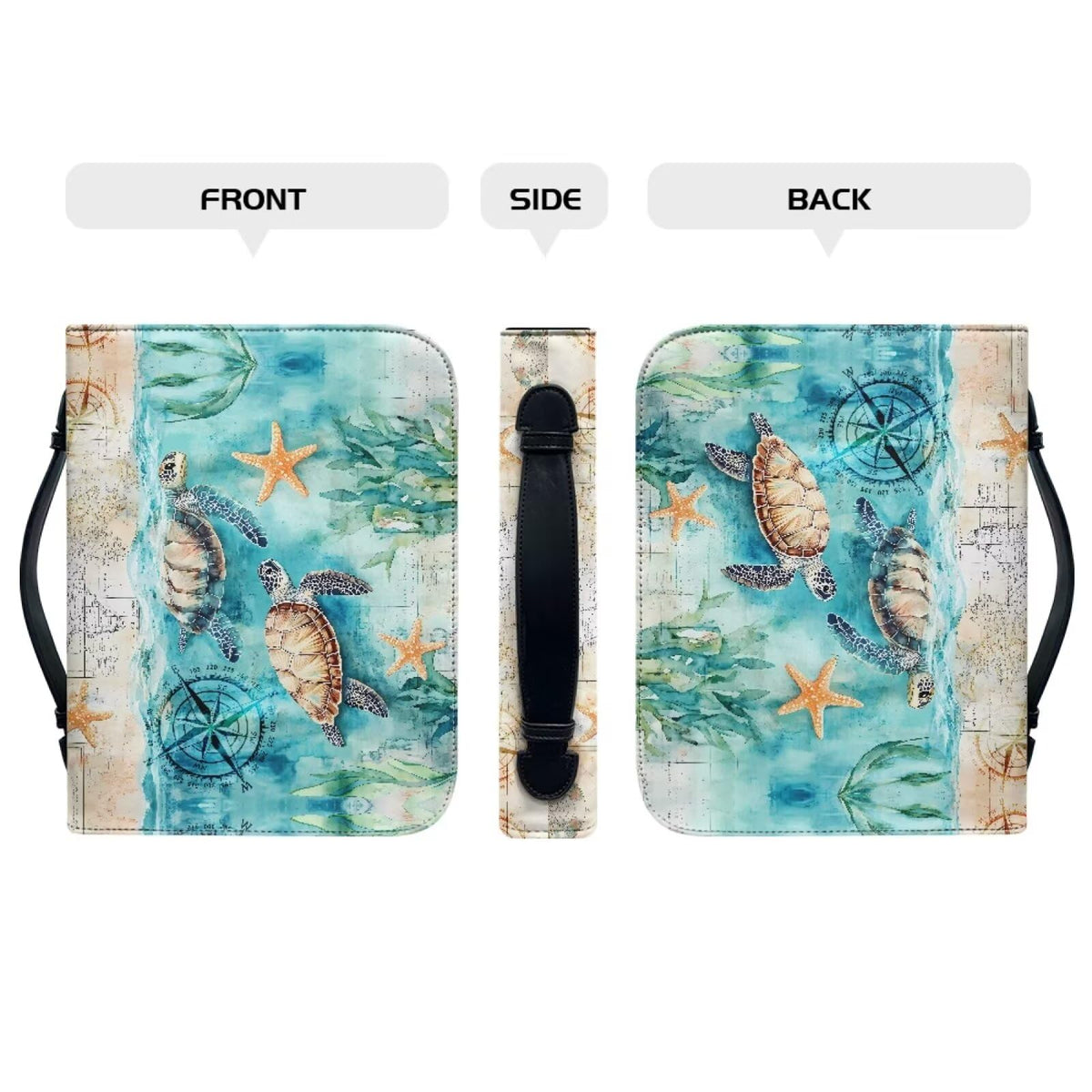 WUYOJUXA Sea Turtle Bible Cover Case for Women Men Study Bible Case Ocean Carrying Book Case for Bible Accessories Christian Gifts For Women-size：L