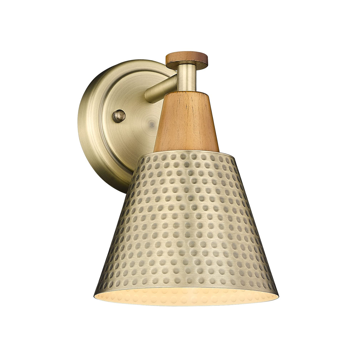 FEMILA 1-Light Vintage Wall Sconces, Antique Brass Industrial Sconces Wall Lighting, Single Bathroom Vanity Light Fixtures Wall Mount Lamp, Hammered Metal Shade,4FG59B BG