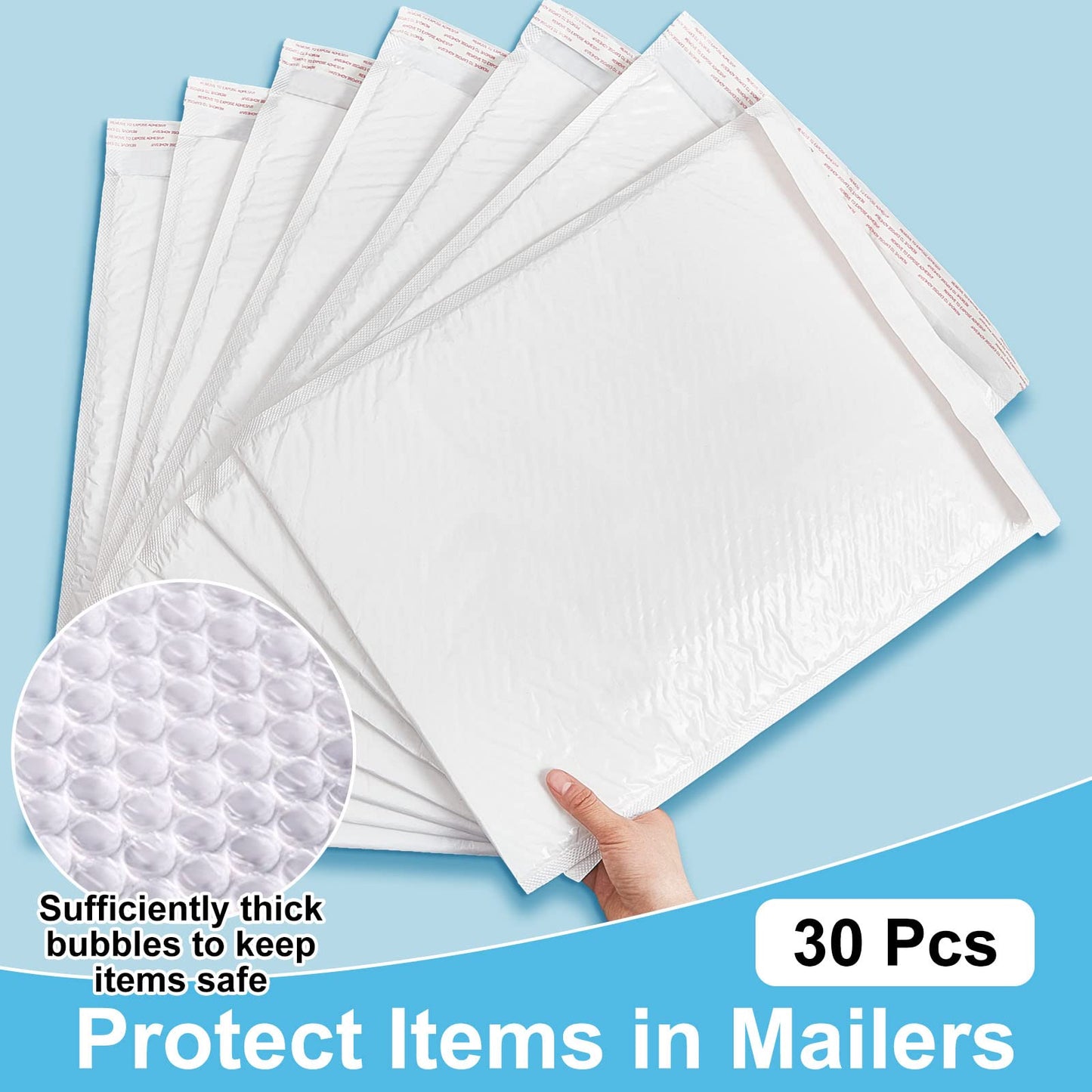 Henoyso 30 Pcs Extra Large Bubble Mailers 14 x 19 Inches Resealable Padded Envelopes Waterproof Shipping Bags Poly Padded Mailers Bulk for Mailing Packaging Small Business(White)