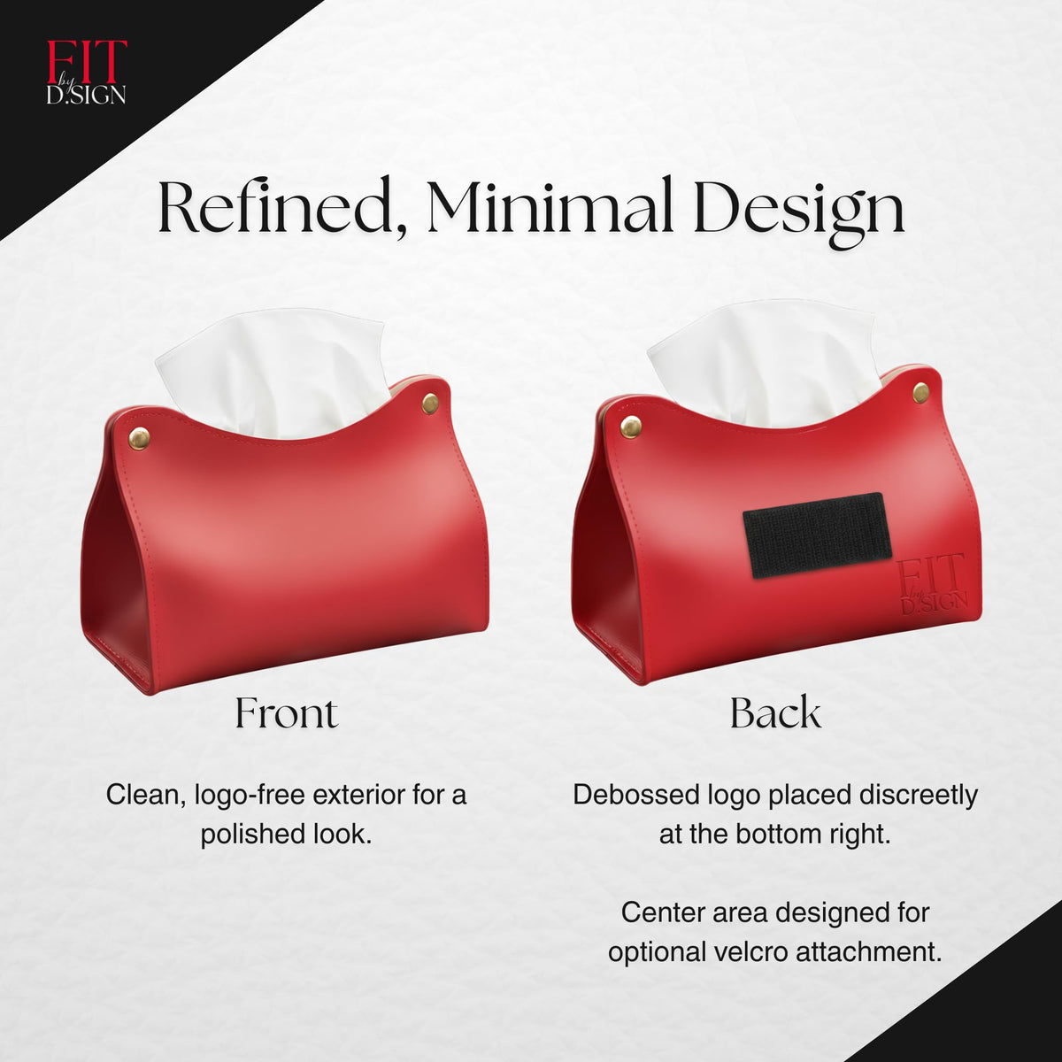 Fit By D.Sign Premium Travel Tissue Holder, Car Tissue Dispenser & Car Napkin Dispenser, Portable PU Leather Pouch for Desk, Auto or Home and Travel Use Everyday Convenience (Red)