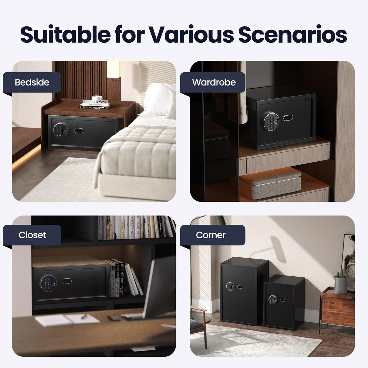 Grimtron 𝟐𝟎 𝐋𝐁 Smart Biometric Safe with Fingerprint Lock, Silent Mode, Backlit Keypad and LED Light, Small Caja Fuerte 𝐆𝐢𝐟𝐭𝐬 𝐟𝐨𝐫 𝐌𝐨𝐭𝐡𝐞𝐫‘𝐬 𝐃𝐚𝐲(9.84"H x 9.84"D x 13.78"W)