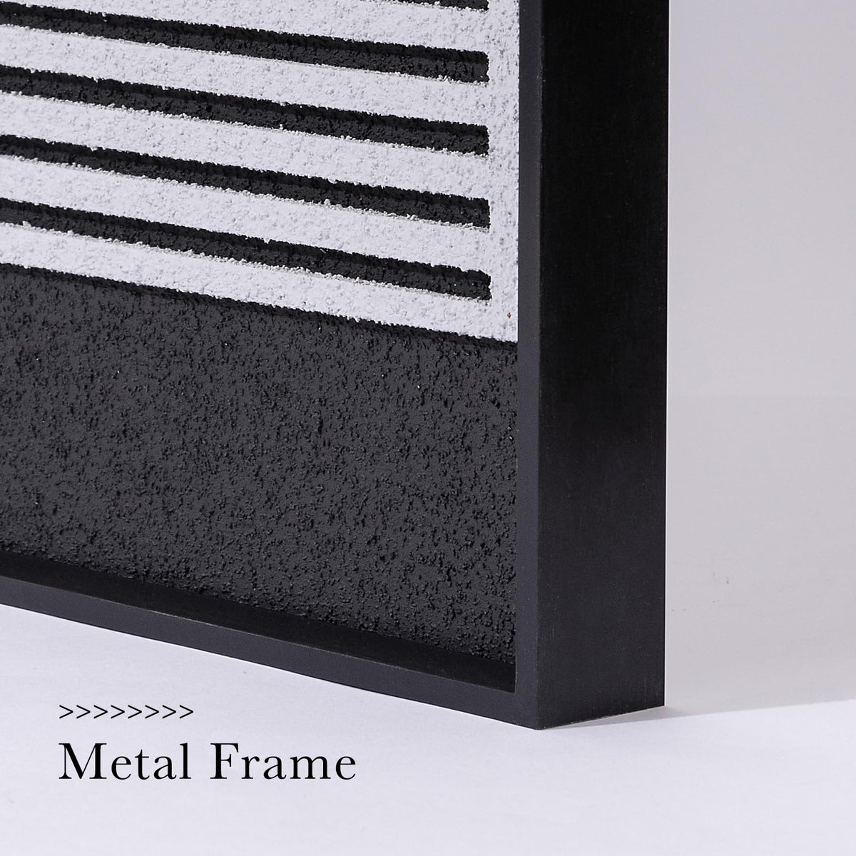 AMAATE 3 Pieces 3D Sandstone Wall Art, Black Metal Framed Abstract Geometric Wall Decor with Gold Spheres, Black White Texture Luxury Relief Paintings for Living Room Bedroom Office, 16x24 Inches, Ready to Hang