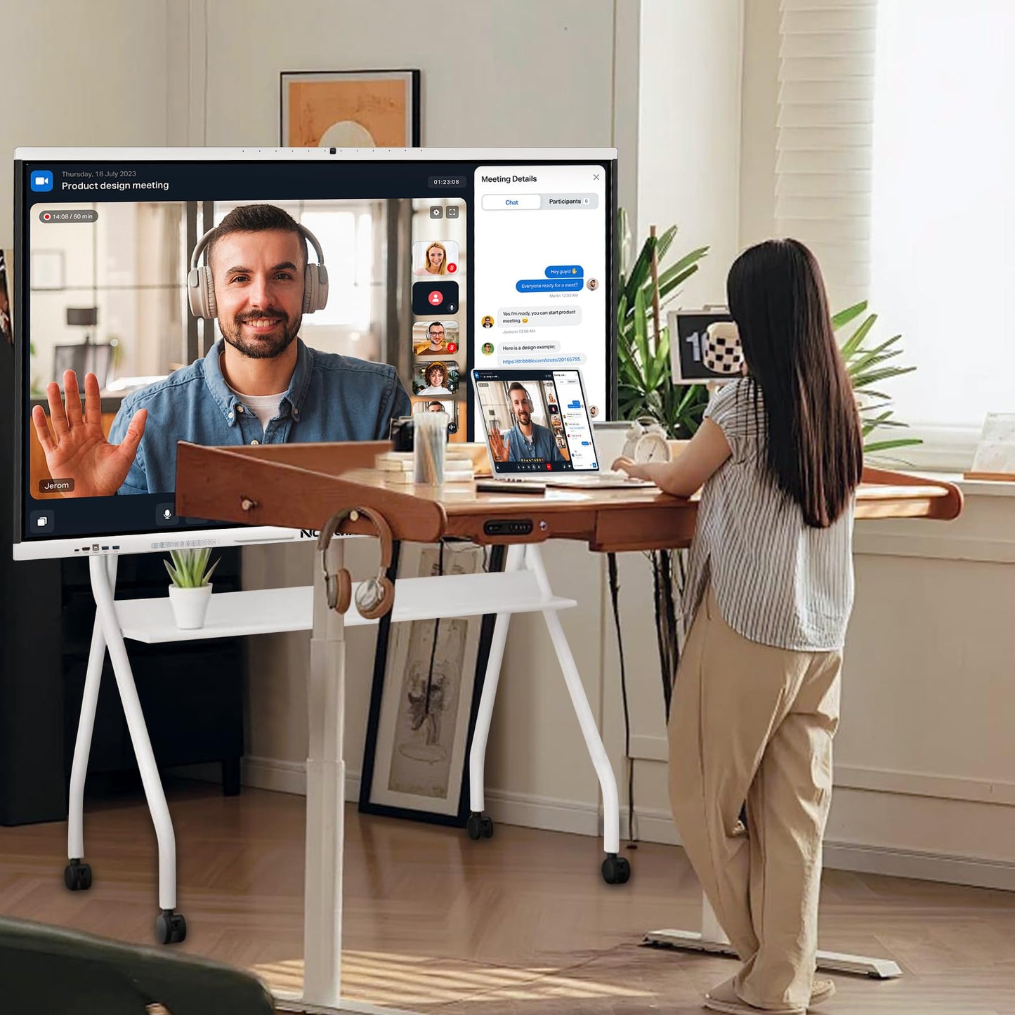 NORQIN Interactive Smartboard 65" 4K UHD Touchscreen Digital Whiteboard with 48MP Camera, 8-Array Microphone, Dual 15W Speakers for Presentation Classroom Conference Office Home (Wall Mount Included)