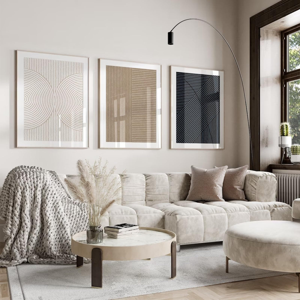 Modern Abstract Pictures Wall Art Boho Neutral Canvas Wall Art Minimalist Wall Decor Black Brown Artwork Abstract Modern Painting Prints for Living Room Bedroom 16x24 Inch Set of 3 (UNFRAMED)