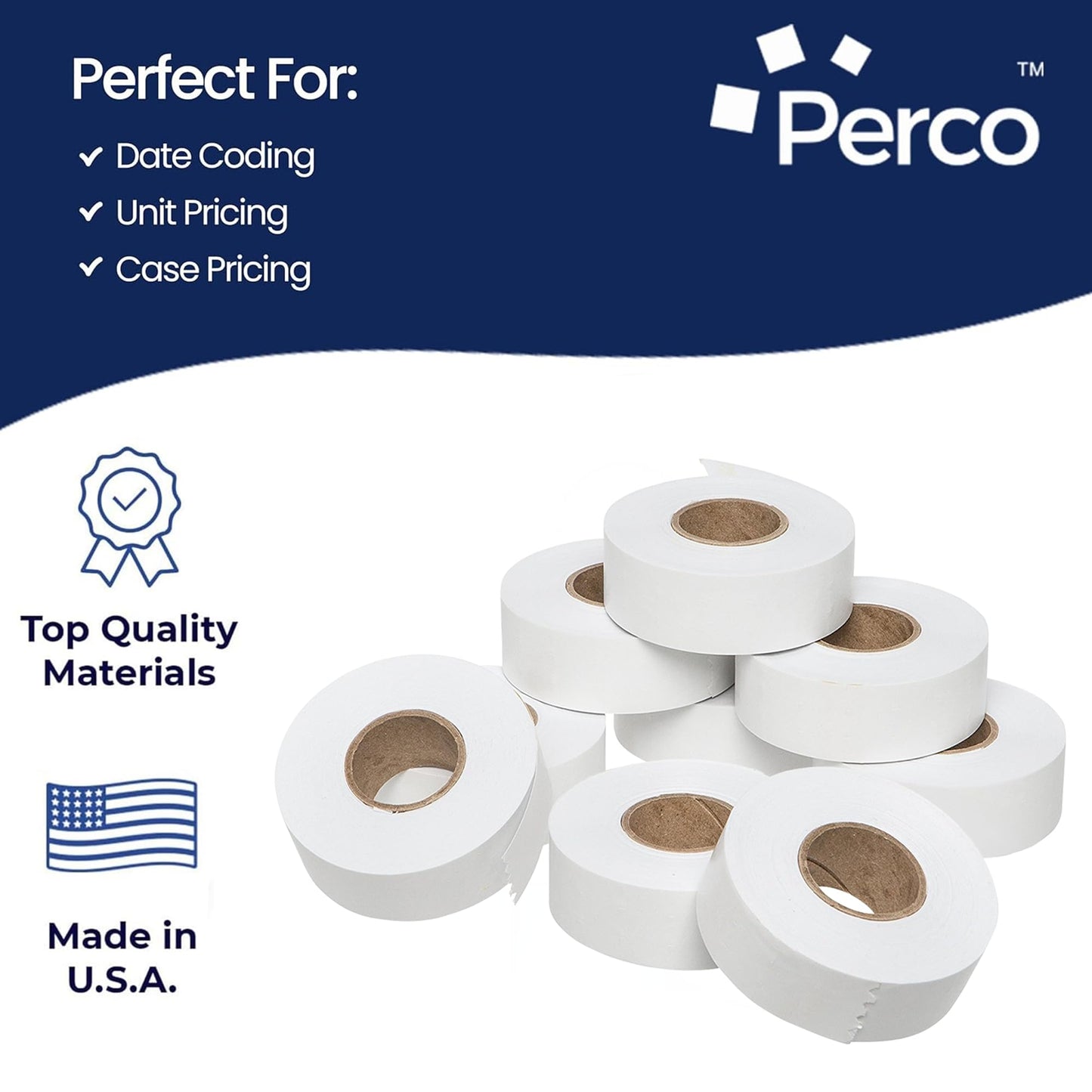 Perco White Garvey 2216 Pricing Labels for Garvey 22-66/22-77/22-88 Two Line Pricing Gun - 90 Rolls, 10 Sleeves - 90,000 Pricemarking Labels and 10 Inkers Included