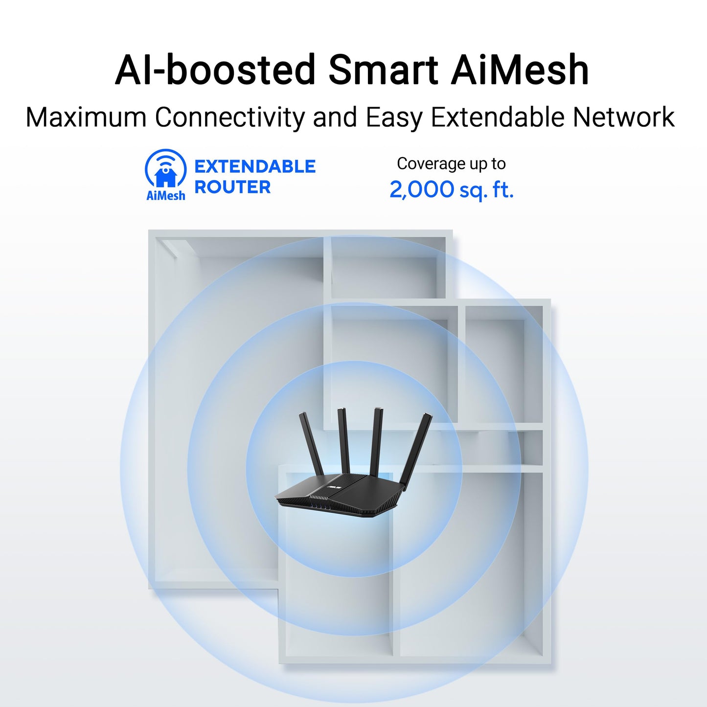 ASUS RT-BE58U WiFi 7 Router - Dual-Band, Dual-WAN, Up to 3.6 Gbps, Mesh + VPN Compatible, 3yr Warranty