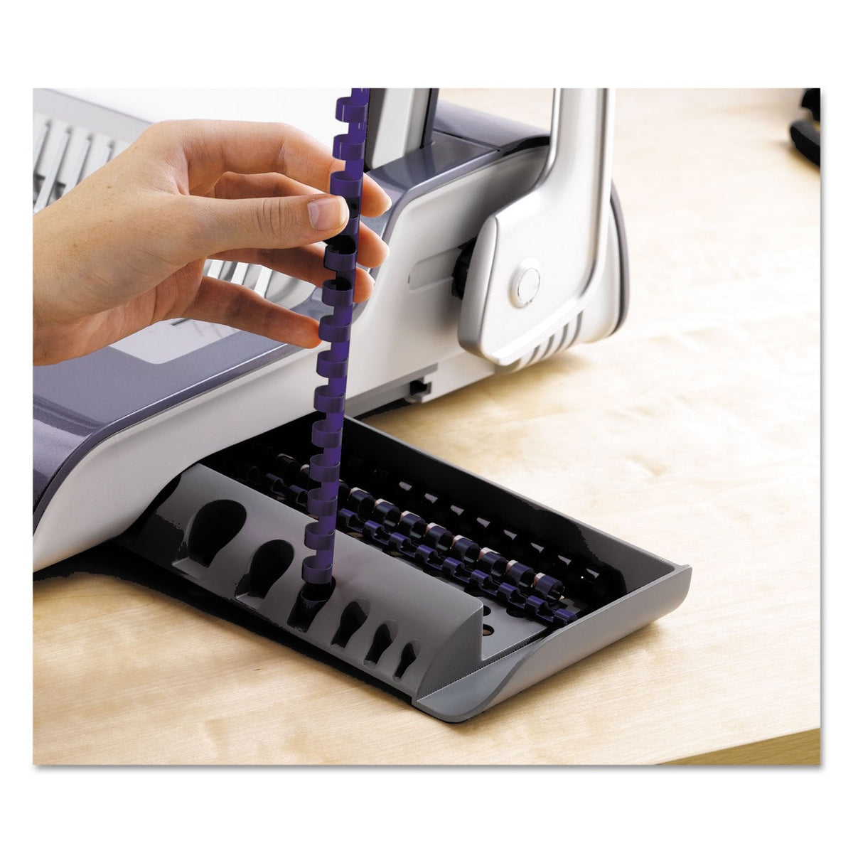 Fellowes 5216901 Quasar 500 Electric Comb Binding System, 16 7/8 x 15 3/8 x 5 1/8, Metallic Gray, Alloy Steel