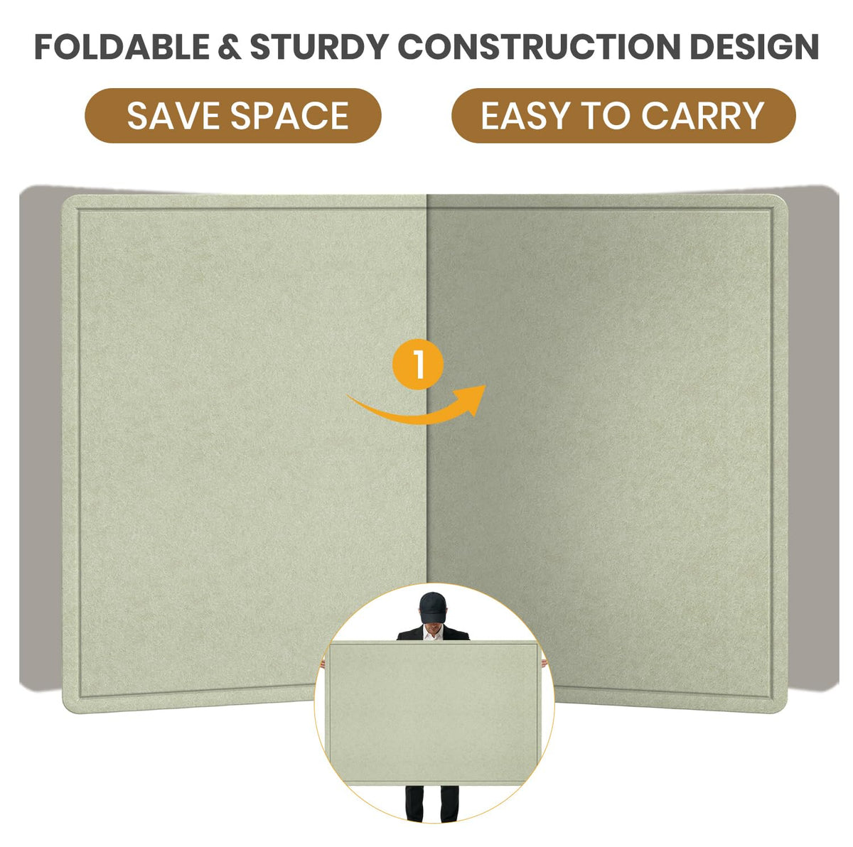 Bulletin Board, 23.5 X 17.5 inches Cork Board with 20 Pushpin, Felt Cork Board Notice Pin Board, Self-Adhesive Vision Board Mood Board Foldable Photo Board for Wall - Sage Green