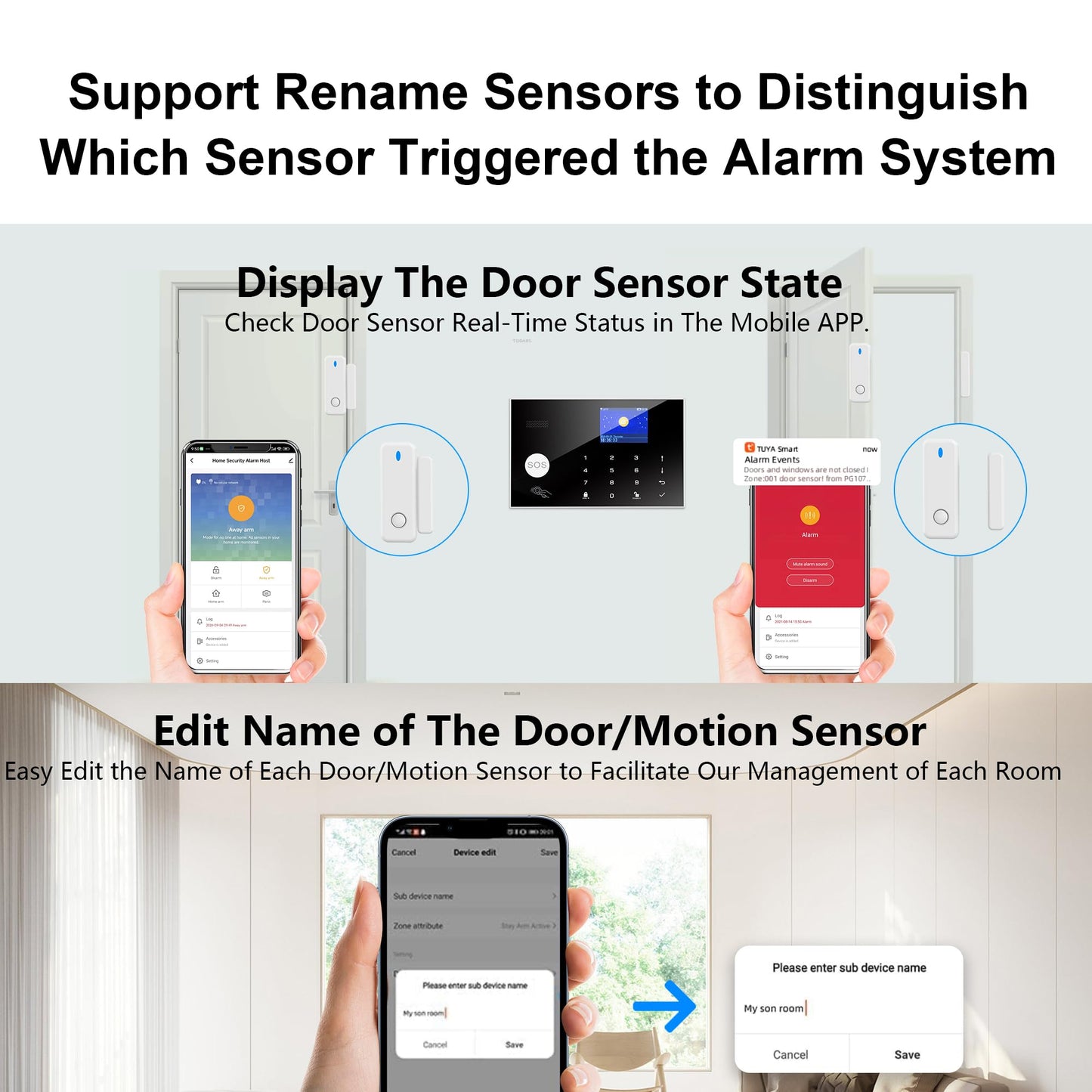 Wireless Home Alarm System, 13pcs GSM SMS 2G WiFi Full Burglar Alarm System, Siren Alarm with PIR, Door Window Sensor, Camera, Remote Control for Apartment, Garage, Office