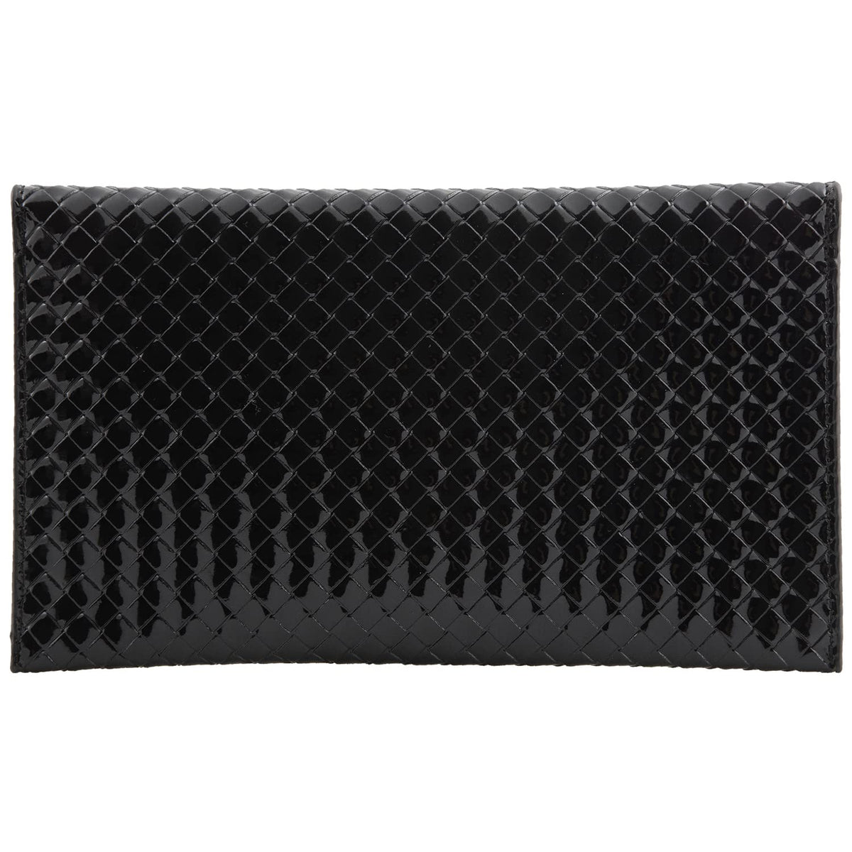 JNB Glossy Envelope Clutch Purse for Women, Faux Patent Leather Evening Bag with Detachable Chain Strap, Magnetic Snap Closure, Zipper Pocket, Black with Gold Hardware