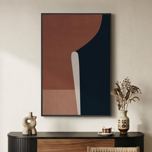Framed Abstract Neutral Brown Wall Art for Living Room, Modern Boho Color Block Canvas Paintings Prints Artwork for Walls, Vertical Minimalist Pictures Wall Decor for Bedroom Home Office, 24x36 Inch