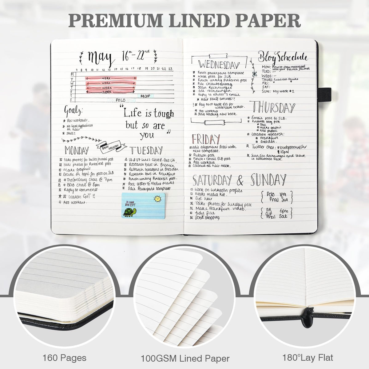 6 Pack Journal Notebooks for Work with 6 Pens, A5 Hardcover Notebook，Business Notebooks Bulk, College Ruled Notebook for Men, Leather Journal for Writing, 160 Pages, 100GSM Thick Paper (5.7" x 8.3")