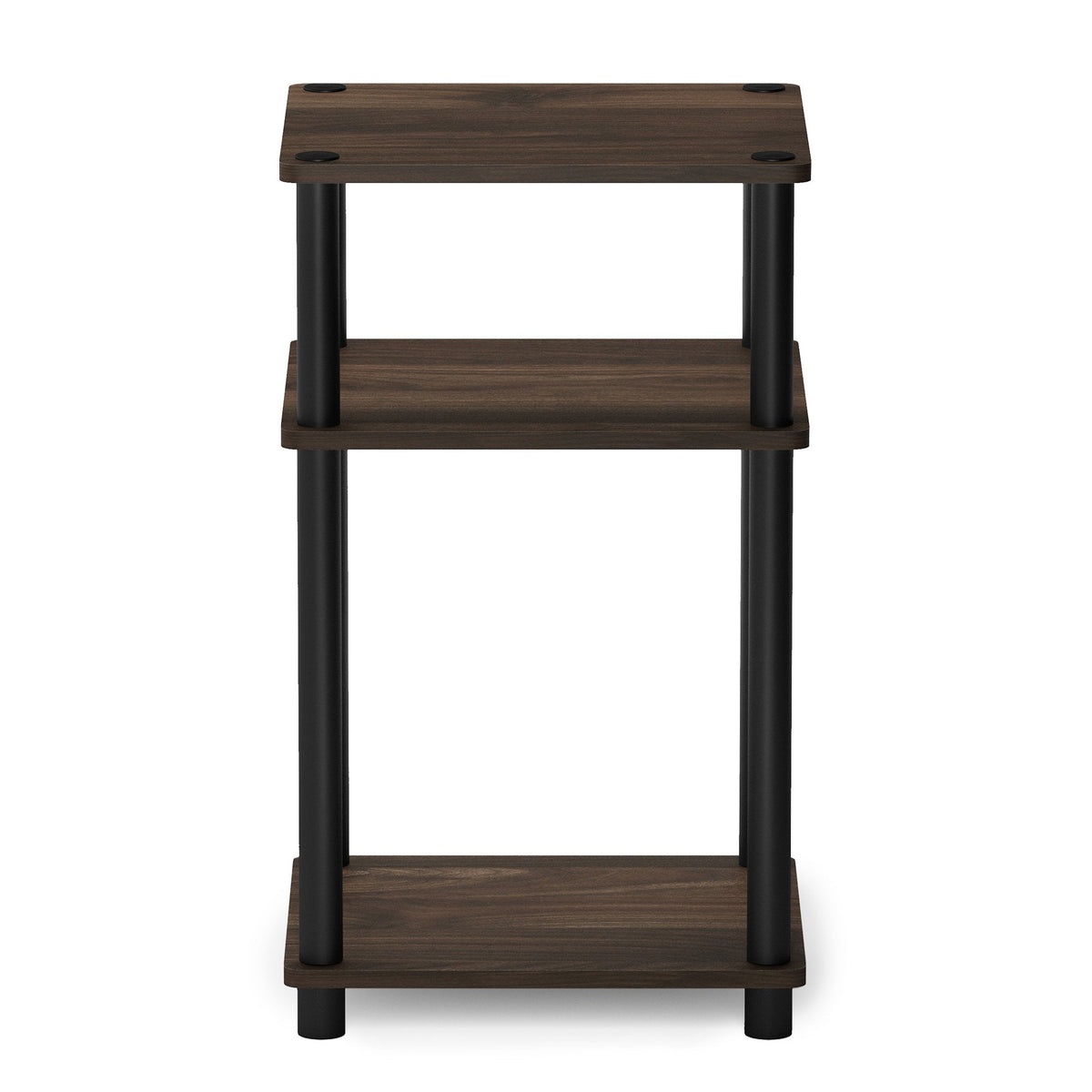 Furinno JUST Side Table, 3-Tier End Table, Open Shelves Night Stand, Bedside Table, Toolless Assembly, for Living Room, Bedroom, Bathroom, Columbia Walnut