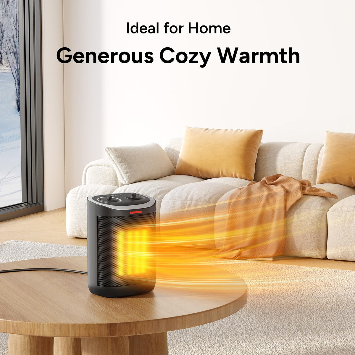 Small Space Heater, Portable 1500W Ceramic Space Heater for Indoor Use, Overheated & Tip-Over Safety Protection, Personal Electric Space Heater with Thermostat for Desk, Office, Home, and Room Use