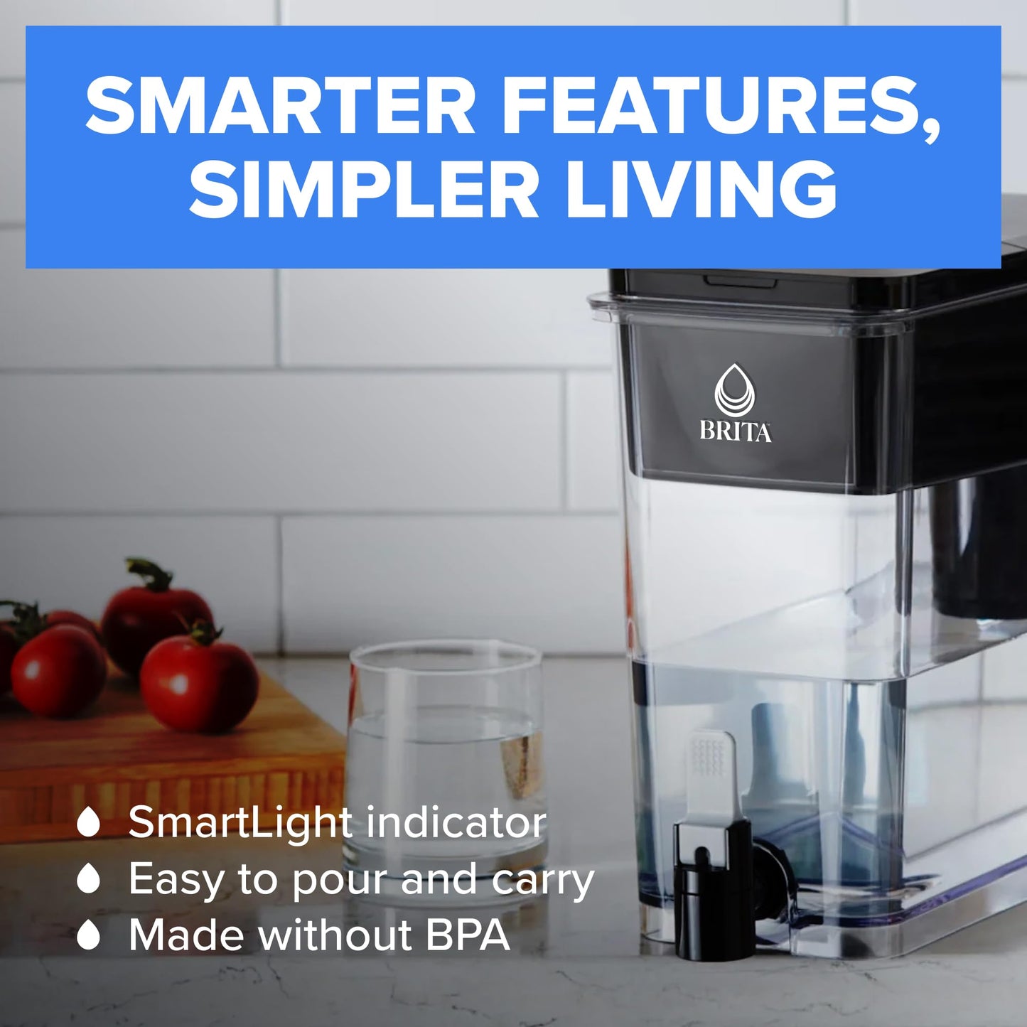 Brita UltraMax Large Water Dispenser with Standard Filter, BPA-Free, Reduces Copper, Cadmium and Mercury Impurities, Lasts 2 Months or 40 Gallons, 27-Cup