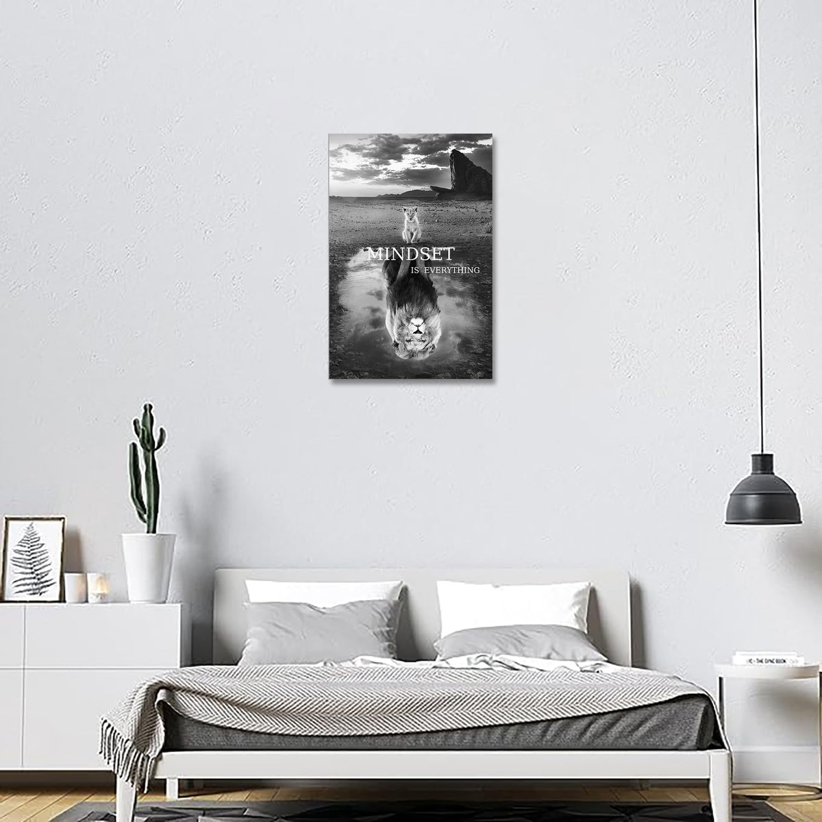 Lion Wall Art Mindset Motivational Animals Prints Poster for Office Wall Decor Modern Canvas Framed Artwork Pictures Ready to Hang12x16inches