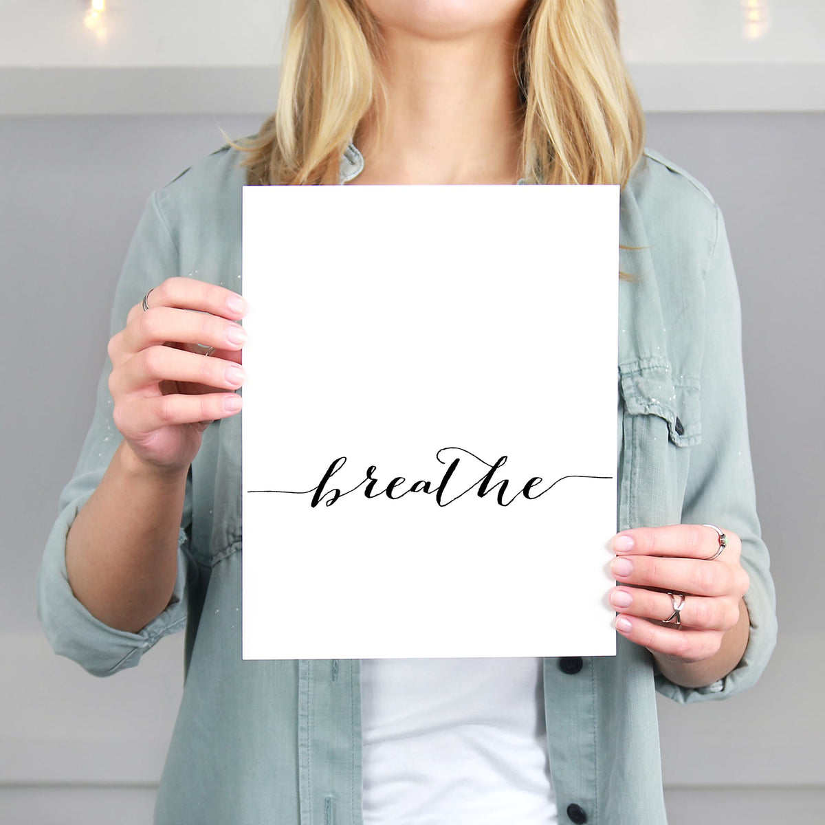 DREAM BIG PRINTABLES Just Breathe Wall Art Prints - Set of 2 - Unframed - 8x10 - Inspirational & Motivational Office Wall Decor - Perfect for Home, Office, or Classroom
