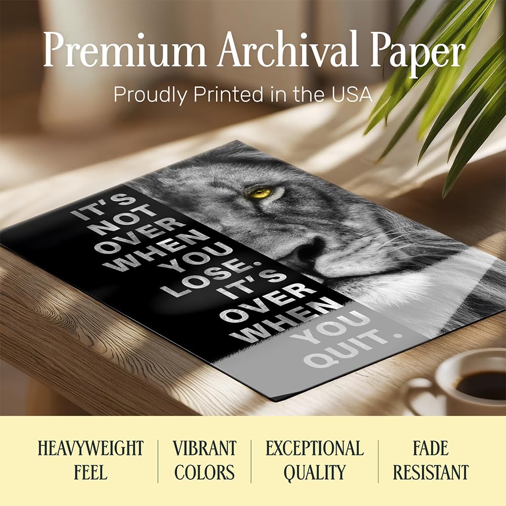 YELLOWBIRD ART & DESIGN Motivational Wall Art & Decor FRAMED - Positive Quotes - Motivational poster - Office Wall Art - Lion Wall Decor Inspiration Motivation Man cave Gym Wall Decor for Men