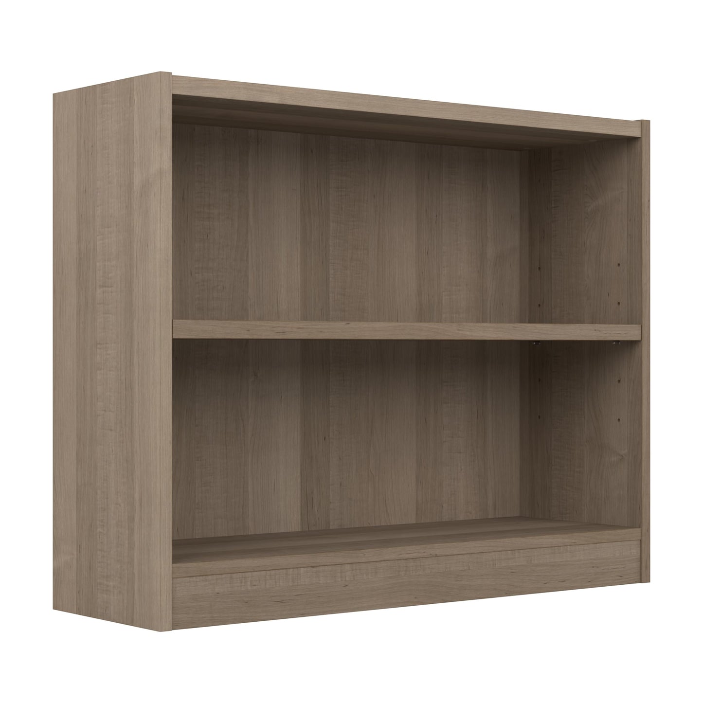 Bush Home Small 2 Shelf Bookcase, 2 Tier Bookshelf Storage Cabinet with Adjustable Shelf for Living Room, Bedroom or Home Office, Universal Collection, Ash Gray