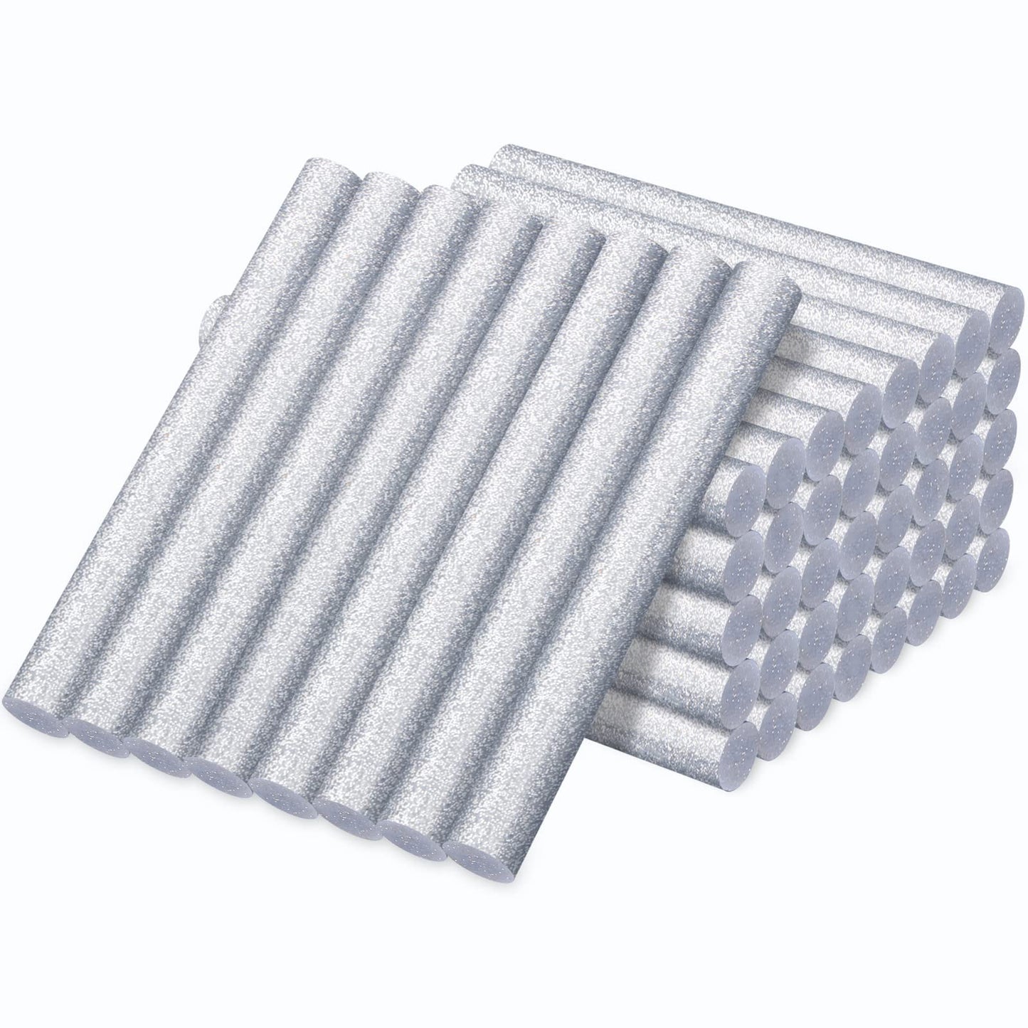 Glitter Silver Hot Glue Sticks, Manarty 48 PCS Full Size 0.43" Dia x 4" Long Hot Melt Glue Sticks, Adhesive EVA Glue Sticks Standard for Office Project Seal Stamp DIY Art Craft Decoration