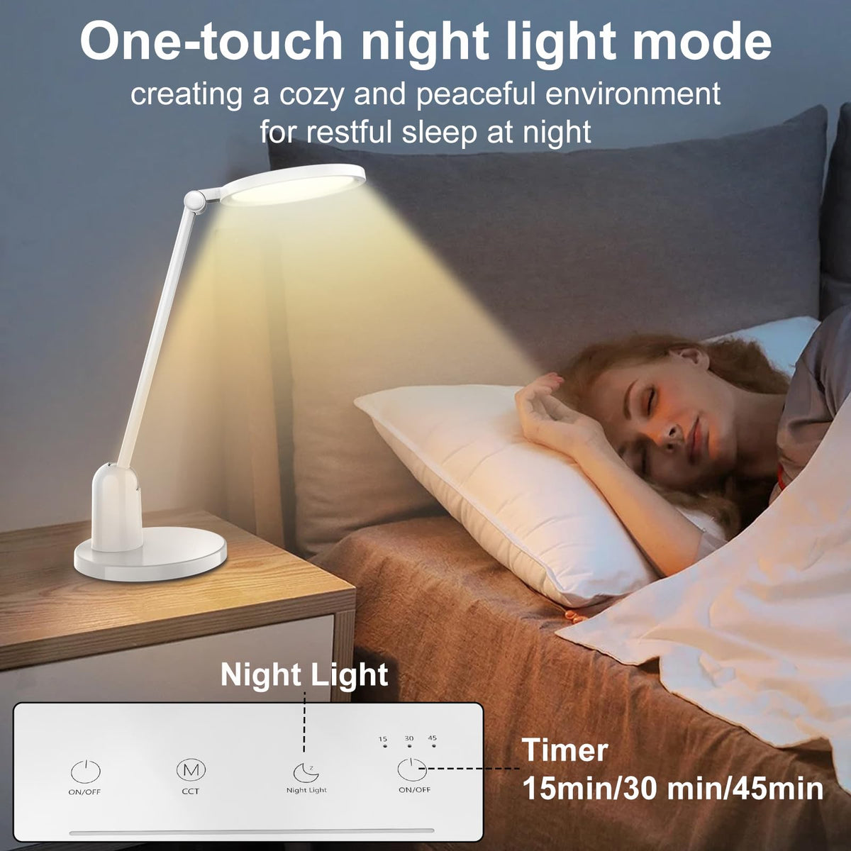 Kitloo Desk Lamps for Home Office with Stable Base, 1000LM Ultra Bright Eye-Caring Desk Light, 3000K-6000K Dimmable Table Lamp with Stepless Dimming & Timing Function for Work, Reading, Bedroom