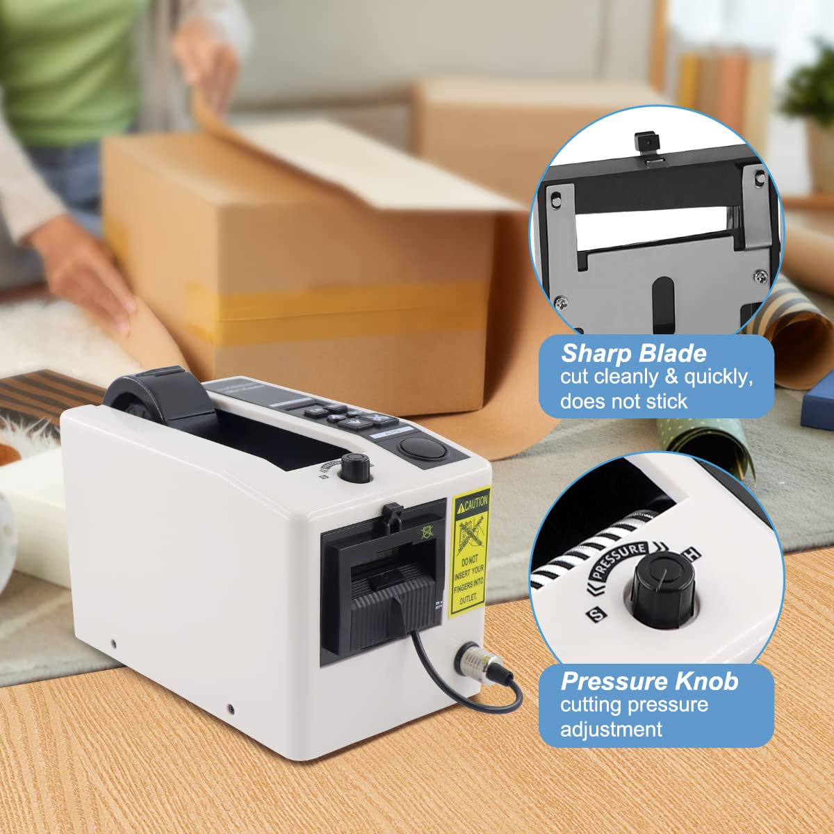 Electric Tape Cutting Machine,Automatic Tape Dispenser Cutter for Wrapping/Packing, with 999mm Cutting Length for Various 8-50mm Width Tapes