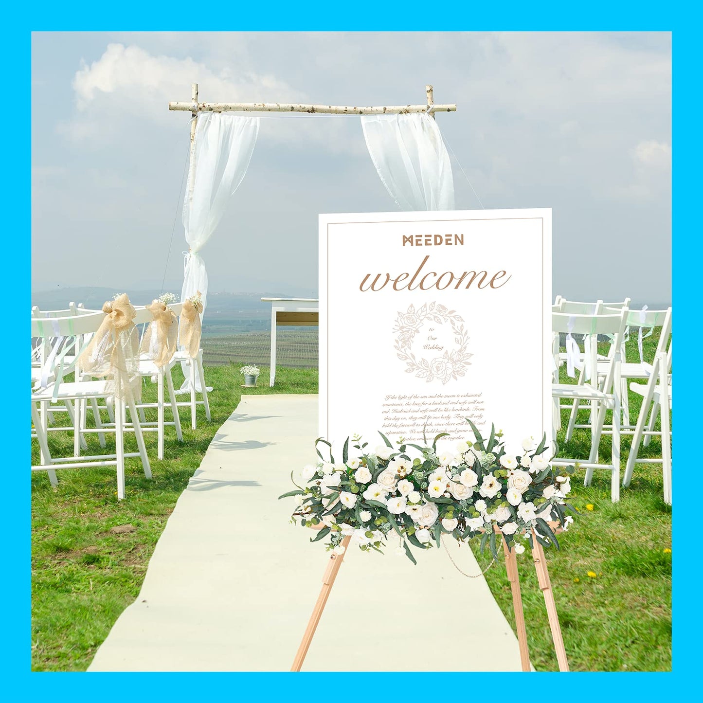 MEEDEN Wood Easel Stand for Display: Wooden Display Tripod Stand for Posters Pictures Paintings - Wedding Decor Holder for Welcome Sign