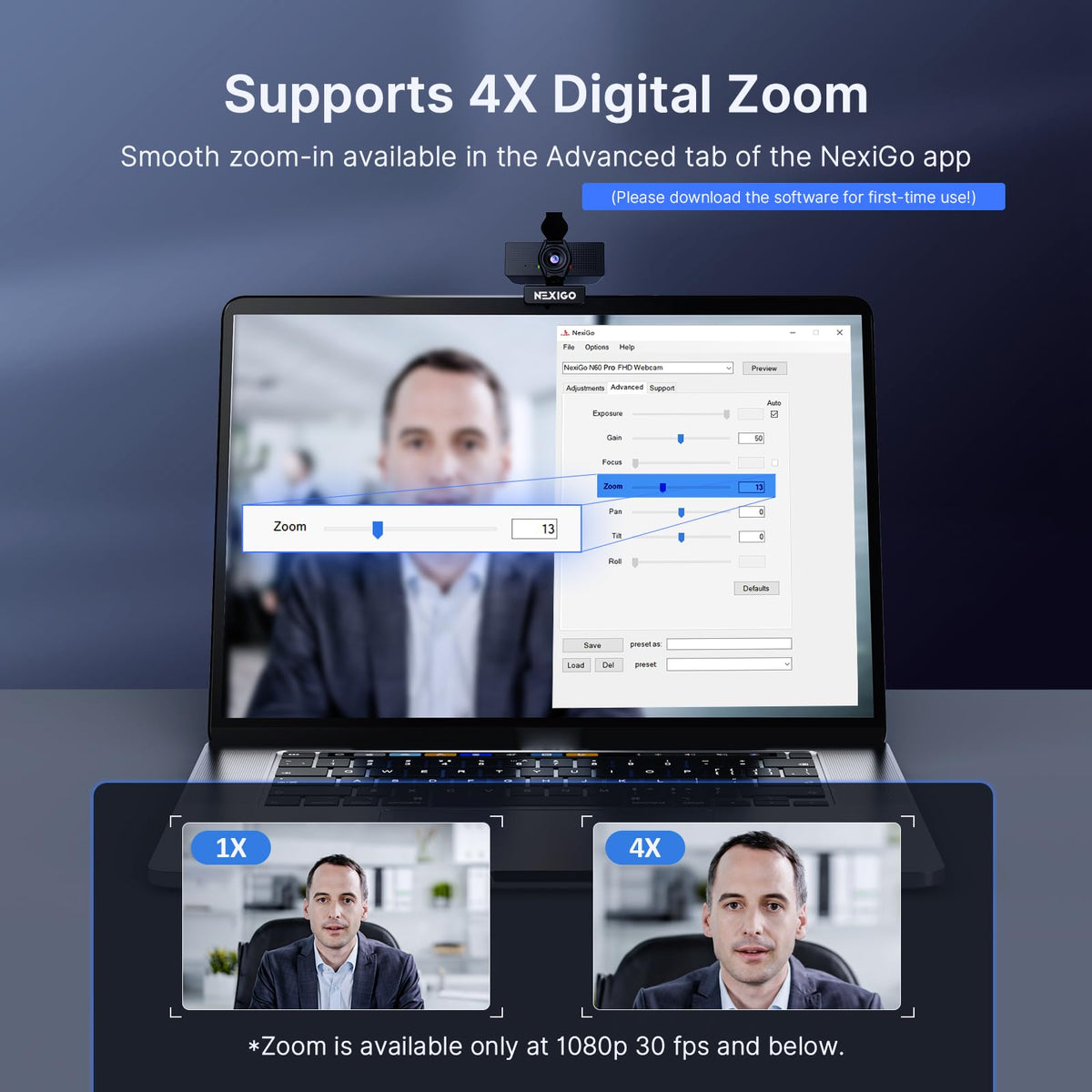 NexiGo N60 Pro 4K Webcam for PC, 4K UHD Sony Sensor, Autofocus, 1080p 60 fps, Noise-Canceling Mics, Privacy Cover, Distortion-Free Lens, 4X Digital Zoom, Works with Switch 2/Zoom/Teams/Google Meet
