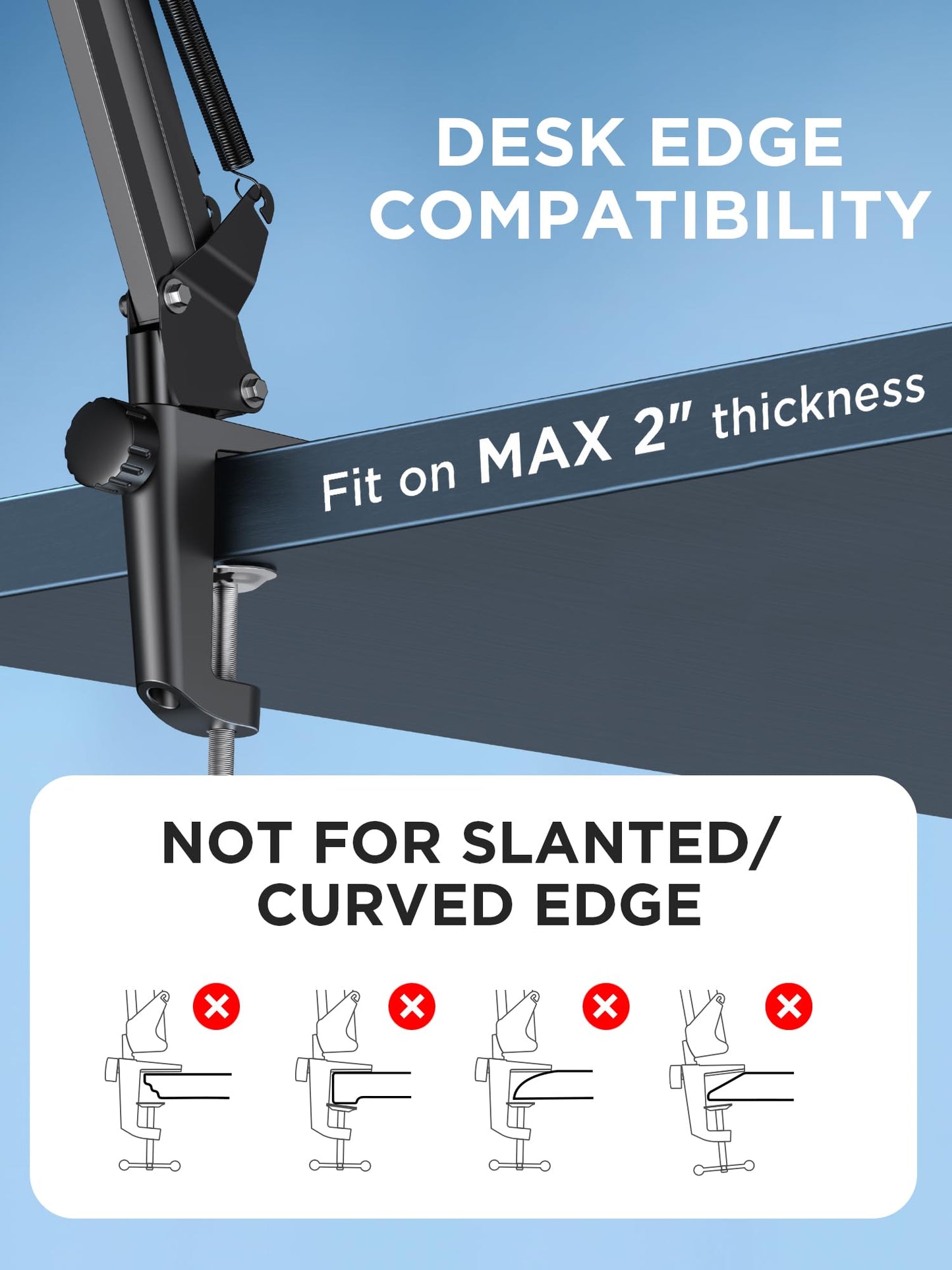 InnoGear Boom Arm Microphone Mic Stand for Blue Yeti HyperX QuadCast SoloCast Snowball Fifine Shure SM7B and Other Mic, Black