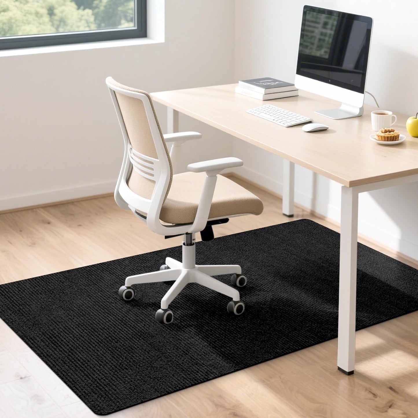 HomeMall Office Chair Mat for Hardwood Floor, 55" x 35" Anti-Slip Mats for Rolling Chair, Large Computer Gaming Chair Mat, Tile Floors Protector for Office Home Gym, Slate Black