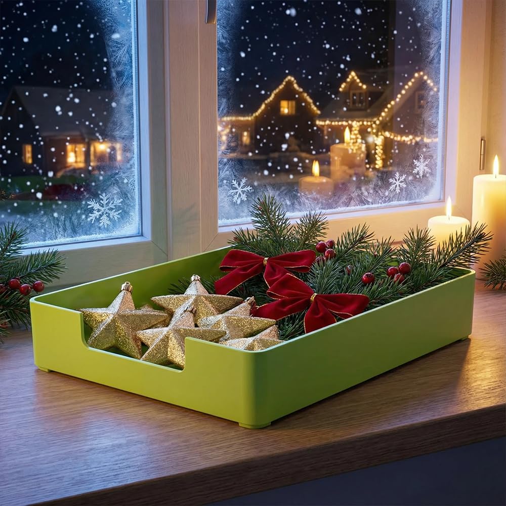 RHONZHAO Letter-Size Tray, Desk Drawer Organizer, A4 Plastic Paper Tray for Office, School, Home Storage, and Storage Containers for Gift Wrap, and Crafts (Green)