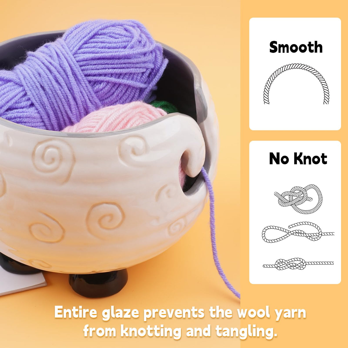 Weabetfu Sheep Ceramic Yarn Bowl Knitting Yarn Bowl Handmade Craft Knitting Bowls Crocheting and Knitting Supplies Organizer,Perfect for Mother's Day and Christmas Gift