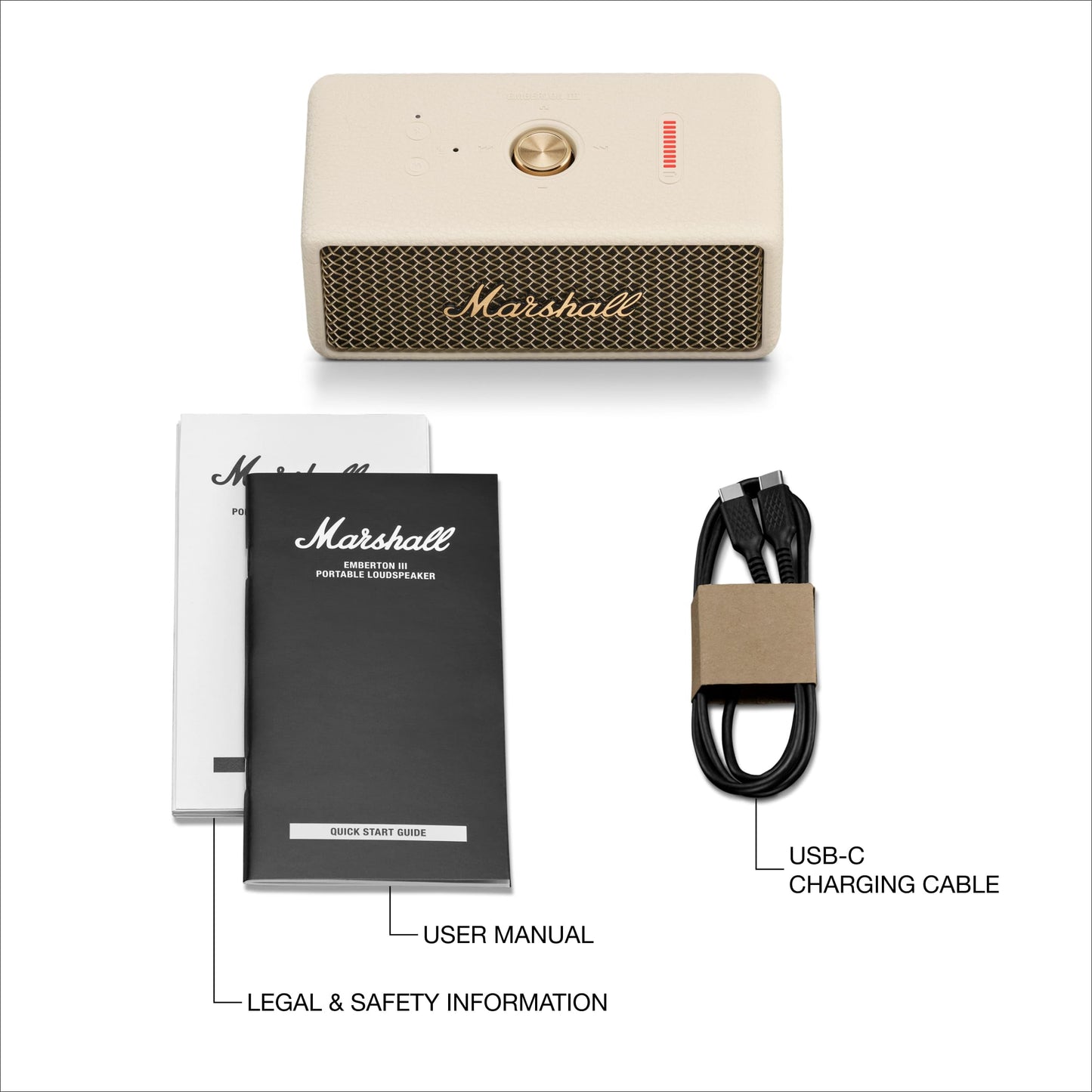 Marshall Emberton III Portable Bluetooth Speaker - Rugged Waterproof IP67 Design | Loud Stereo Sound, Deep Bass with 32+ Hr Playtime | Compact and Wireless for Travel and Outdoors - Cream