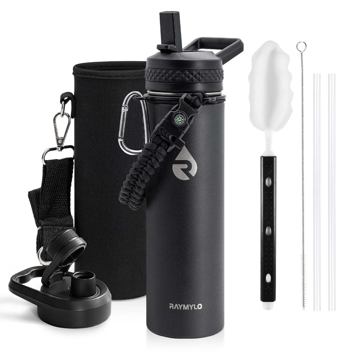 RAYMYLO Insulated Water Bottle 20 oz, Triple Wall Vacuum Stainless Steel (Cold for 24Hrs, Hot for 12Hrs), Leak Proof & Non-BPA, Kids Water Bottle Jug for School with Straw Spout Lids