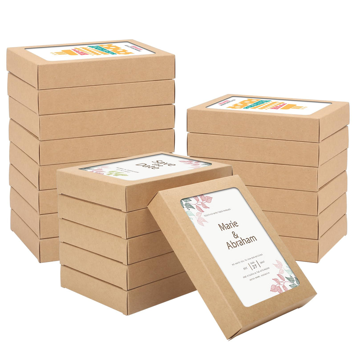 Dawutian 60 Pcs Greeting Card Storage Box,4.5 x 6 x 1 Inch Greeting Card Boxes Kraft Paper Box with PVC Transparent Window Bulk Frame Photo Storage Envelope (Kraft, 4.5 x 6 x 1 Inch)