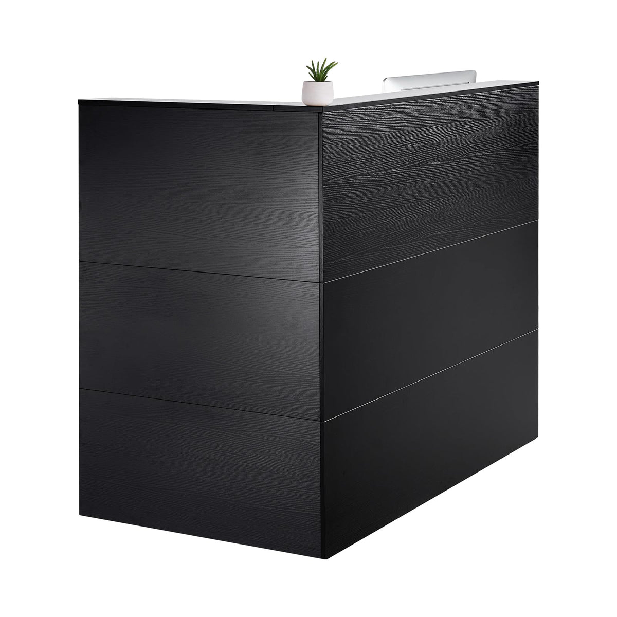 VEVOR Reception Desk, 55Inch L-Shaped Front Counter Table, Office Reception Counter with Drawer Keyboard Tray and Storage Cabinet, for Checkout, Lobby, Beauty Salon & Office, Black