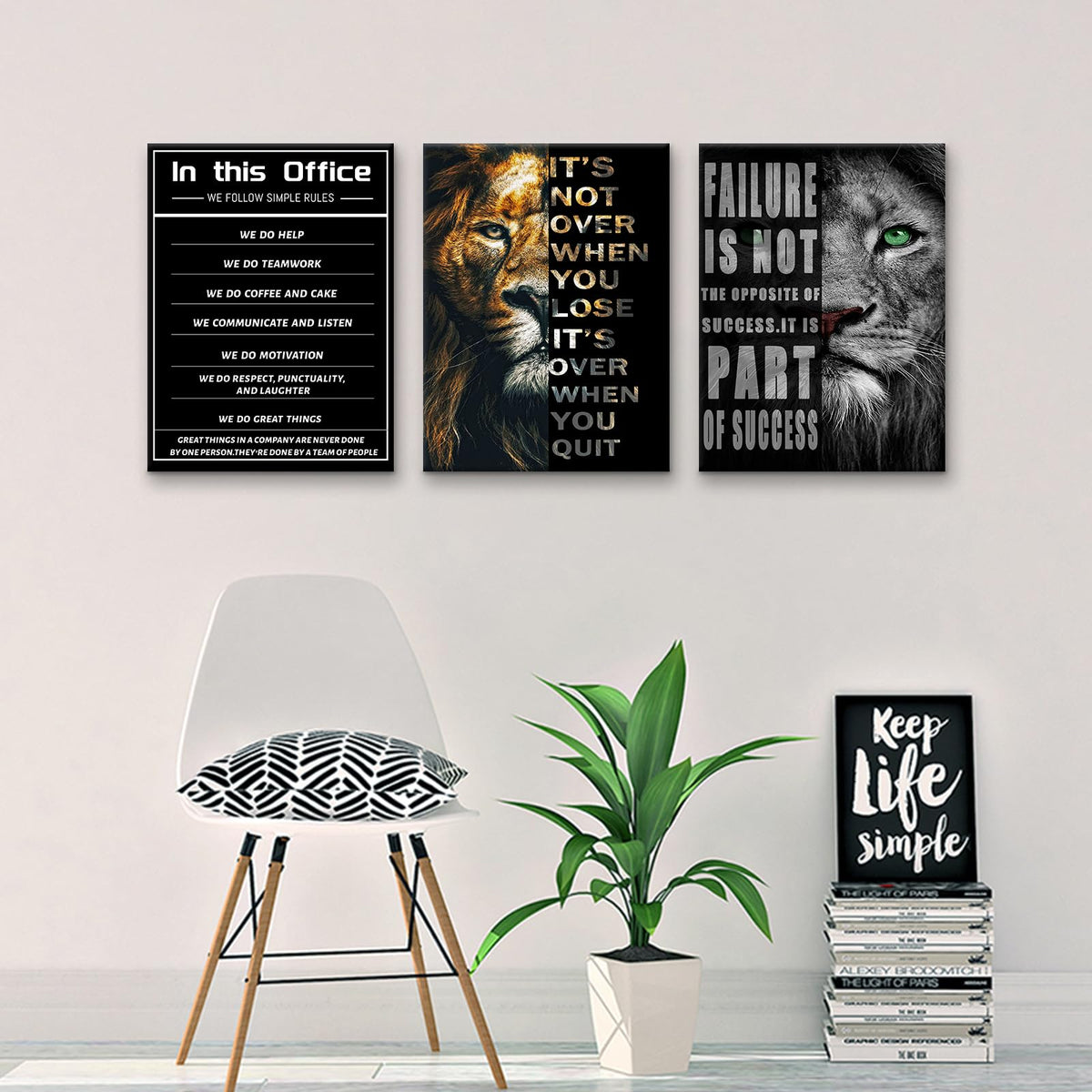 Inspirational Canvas Wall Art Motivational Painting Positive Entrepreneur Quotes Posters In This Office Pictures Print Wall Decor Artwork for Bedroom Office Framed Ready to Hang [36''W x 16''H]