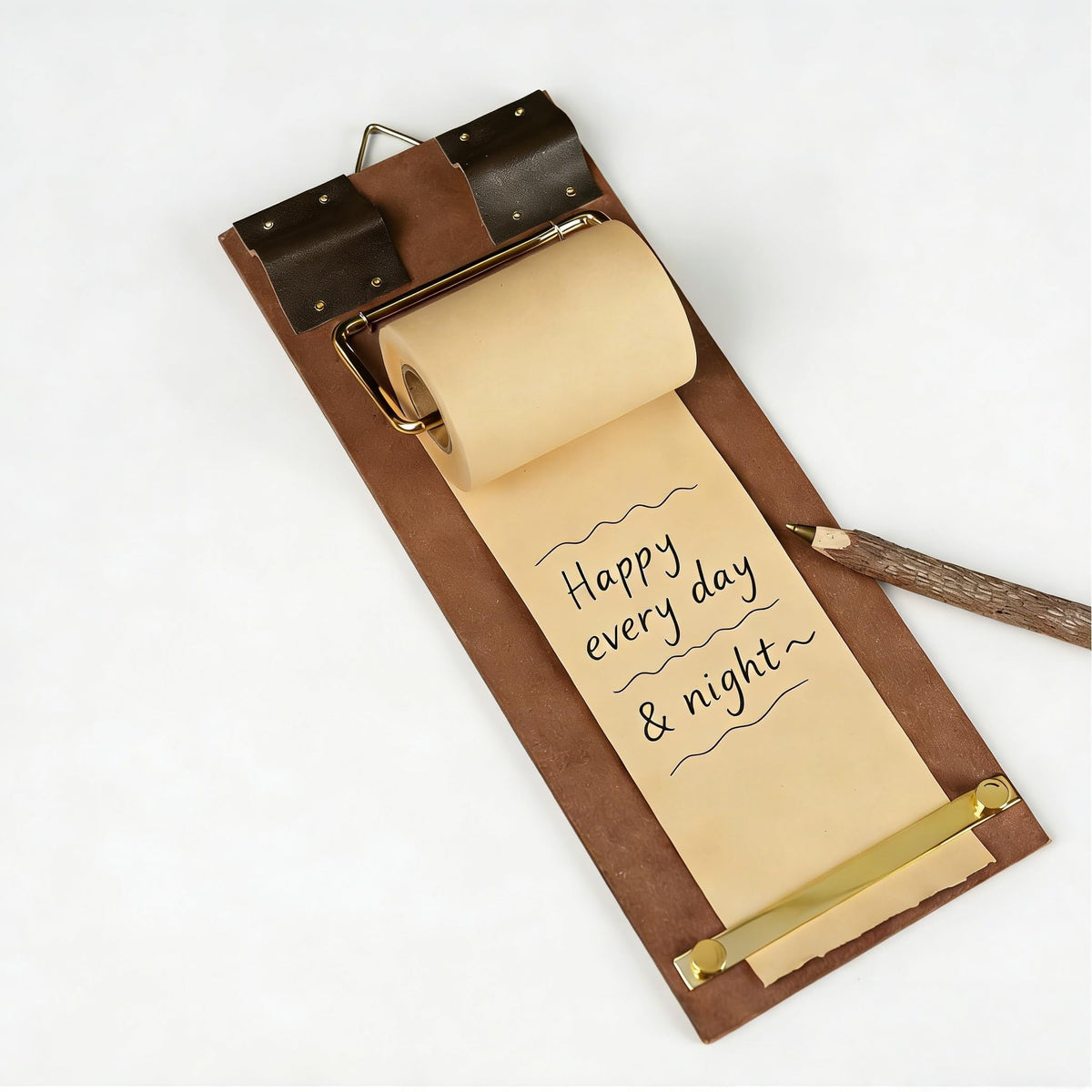 Alaviitsi Retro Clipboard Kraft Paper Dispenser, Wall Mounted 2.75 Inch Butcher Paper Roll Holder for Memo, to-Do List, Home and Work Decor