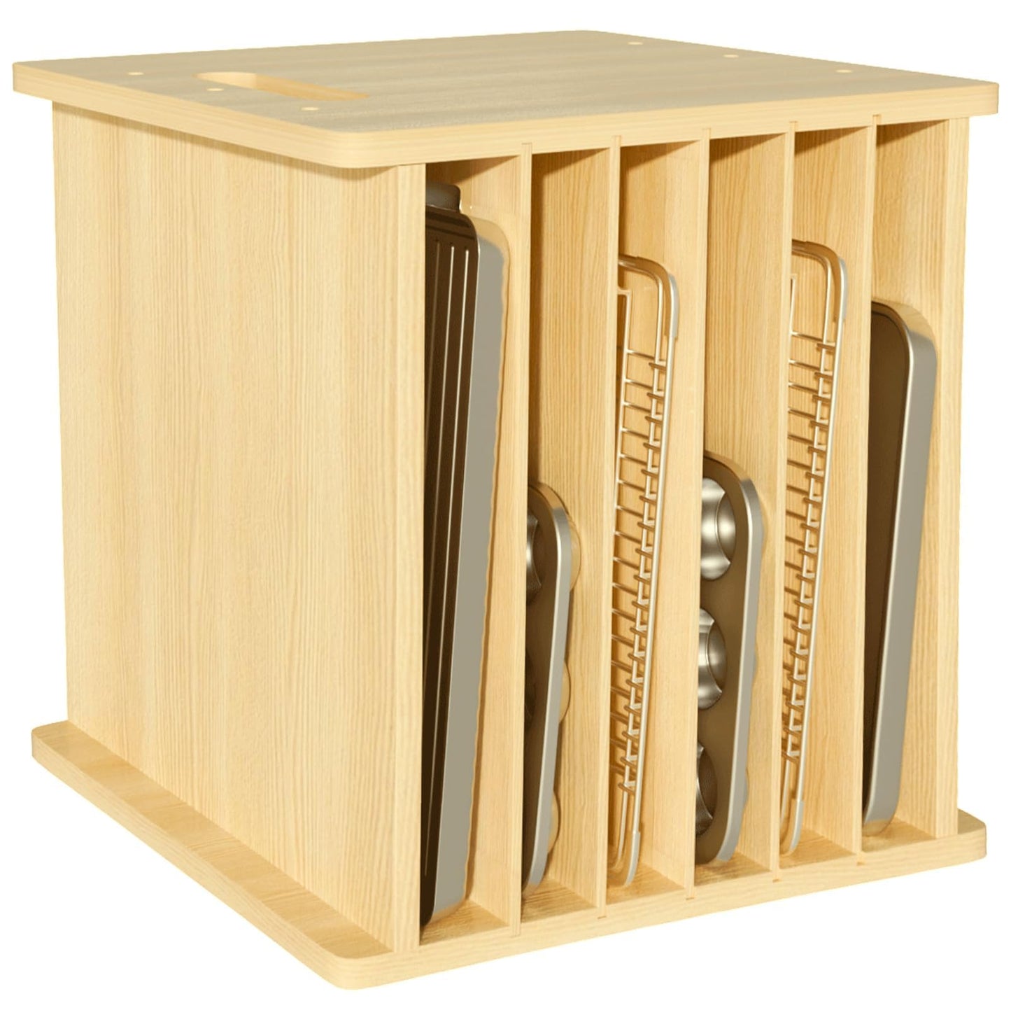 Sawjut 7 Tier Wooden Tray Dividers for Cabinets Cookie Sheet Organizer for Pot, Pans, Baking Tray Organizer for Kitchen Documents Storage(20" W x 16.5" H x 15.2" D)
