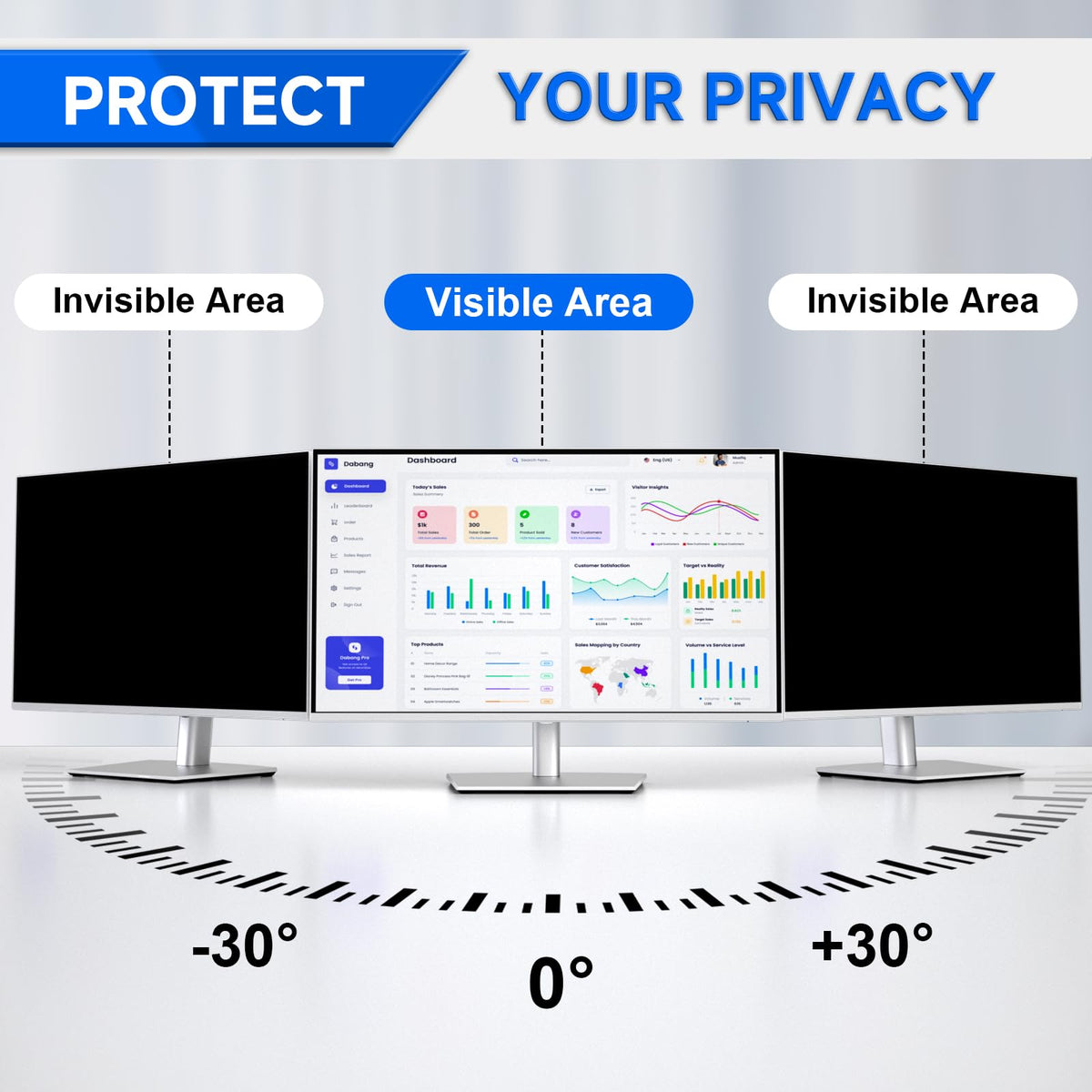 [2-Pack] Privacy Screen For Computer Monitor, 27-Inch 16:9 Aspect Ratio; Anti Spy/Bule Light/Glare And Eye Protection, 2 Install Ways Removable For Office, Airport, Cafe And Other Public Area; Diagonal 27 Inches, Width 23.53 Inches, Height 13.24 Inches