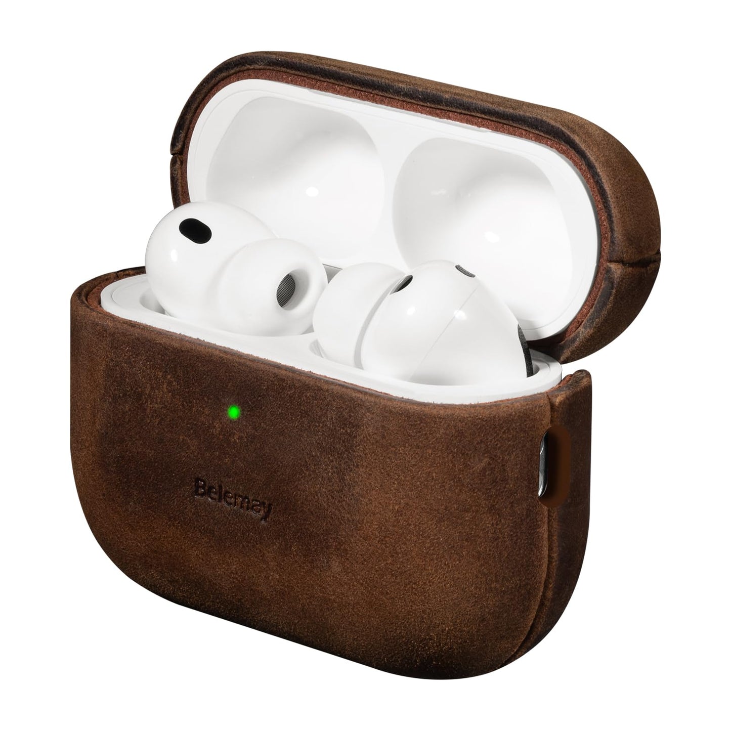 Belemay Handcrafted Crazy Horse Leather Case for AirPods Pro 3rd Gen (2025), Vintage Aesthetic, Two-Tone Effect, Unique Patina, Compatible with MagSafe, Compatible with Airpods Pro 3, Rustic Brown
