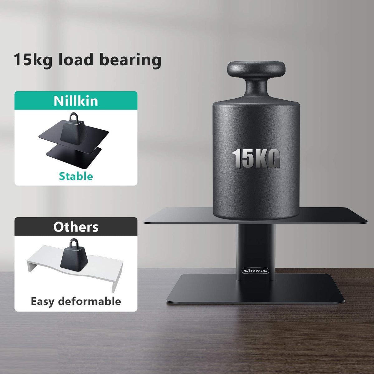 Nillkin Monitor Stand for Desk, Adjustable Height Computer Monitor Stand, Ergonomic Aluminum Computer Stand for Desktop Monitor, iMac, Studio Display XDR, Dell, HP, Lenovo, Other Screen Display, Black