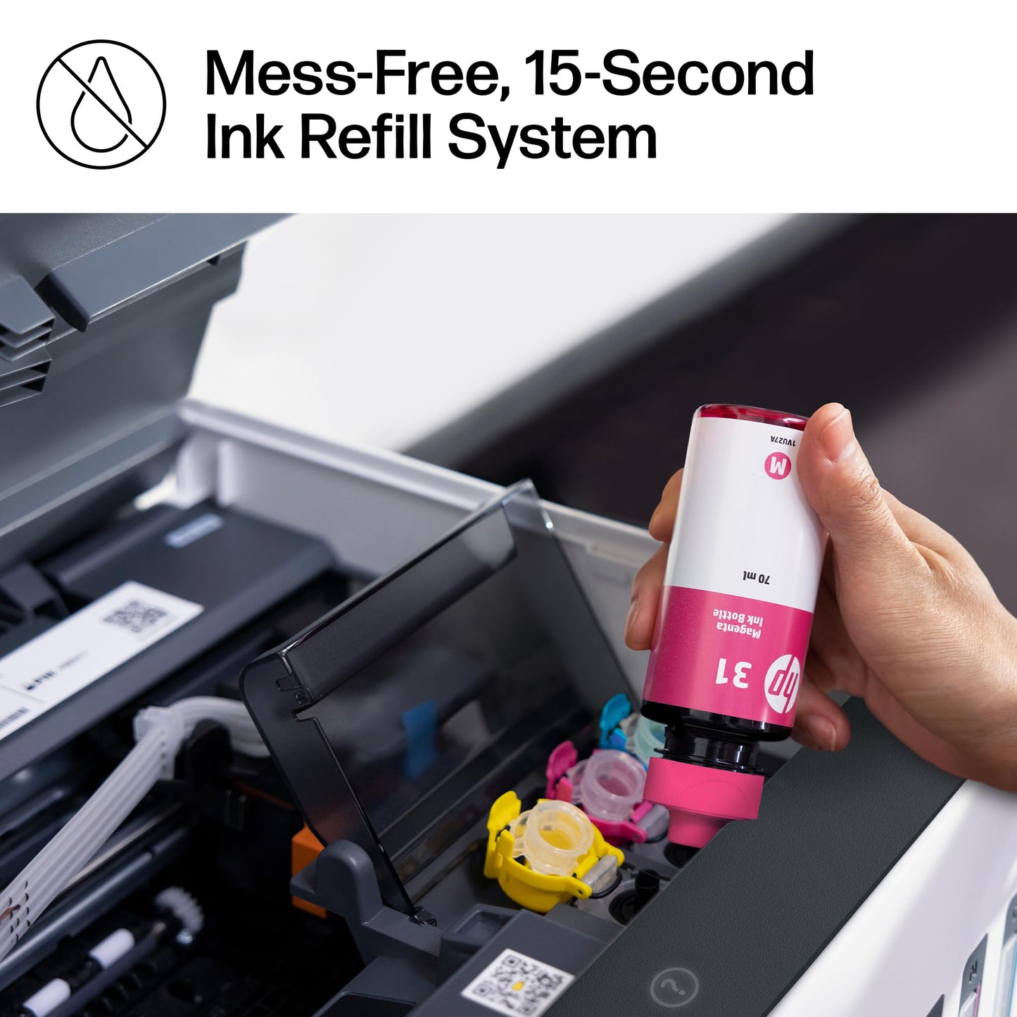 HP Smart Tank 7602 Wireless All-in-One Ink Tank Printer, Scanner, Copier with 2 Years of Ink Included, Best-for-Home Office, Cartridge-Free Refillable, AI-Enabled (28B98A)