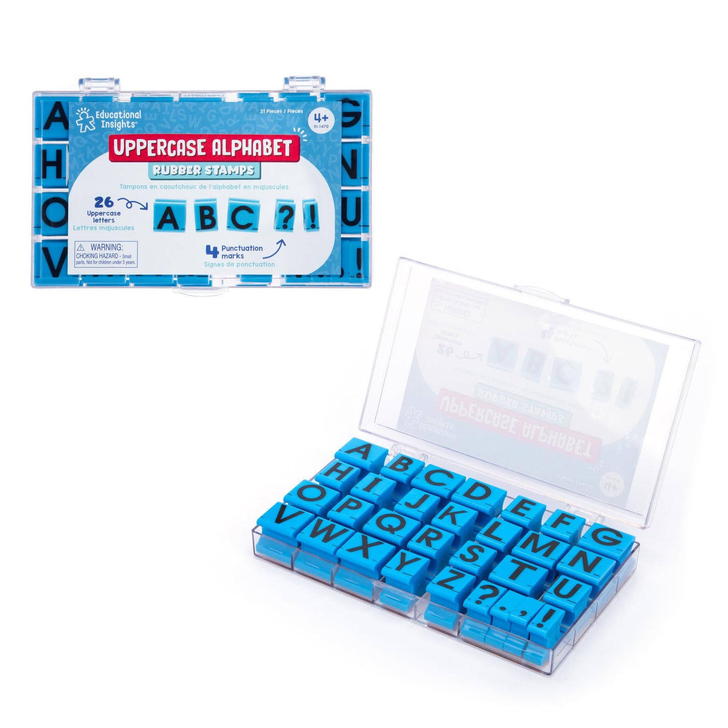 Educational Insights Uppercase Alphabet Stamps 5/8" - School Supplies for Teachers or Homeschool, Preschool Classroom Essentials, Rubber Stamps for Kids Learning Alphabet Letters, ABC Stamp Set
