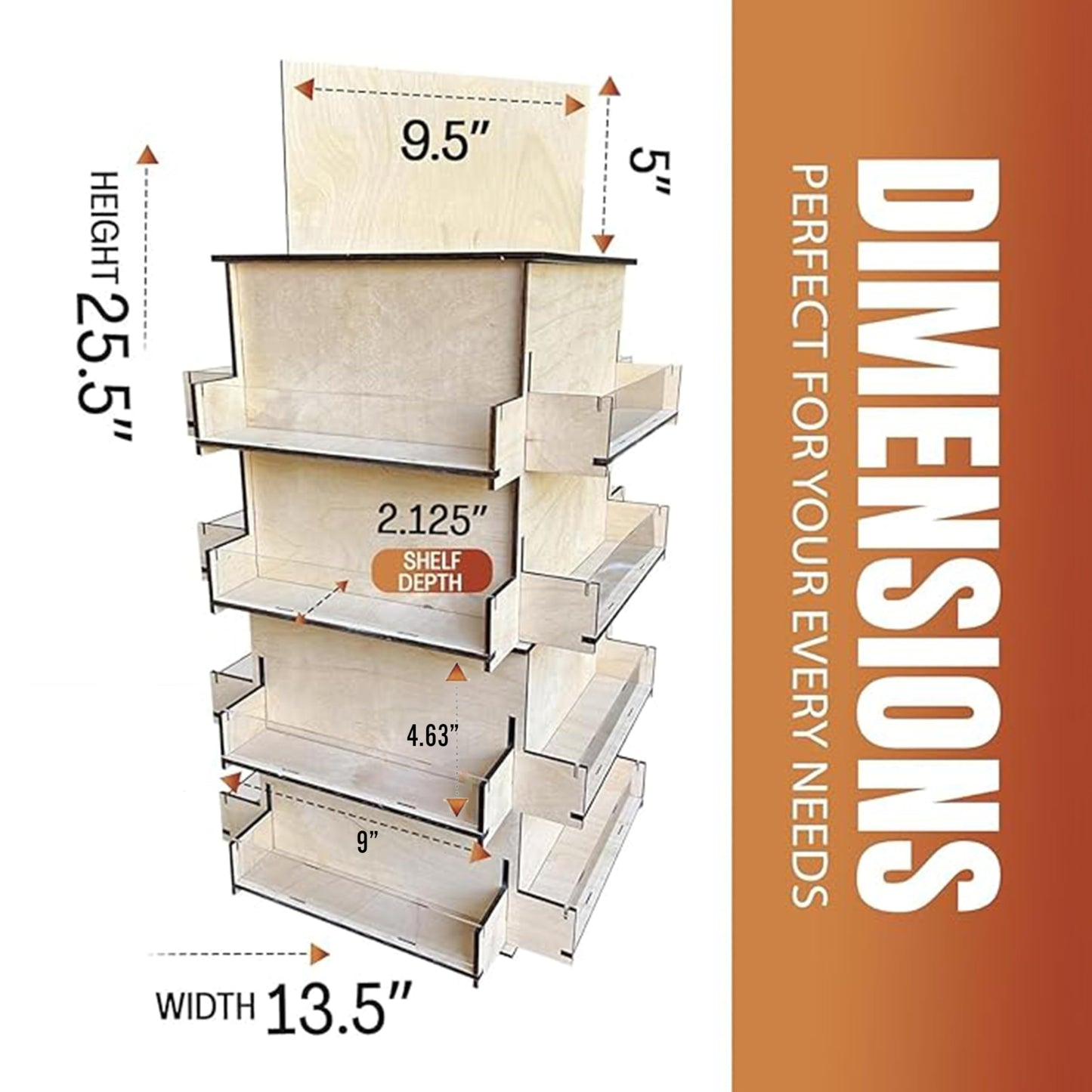 4-Sided Rotating Display Stand - Craft Shows, Trade Shows, Markets - Small & Medium-Sized Items like Stickers, Postcards, Coasters, Note Pads, Napkins - Heavy-Duty, Easy to Assemble (Natural)…