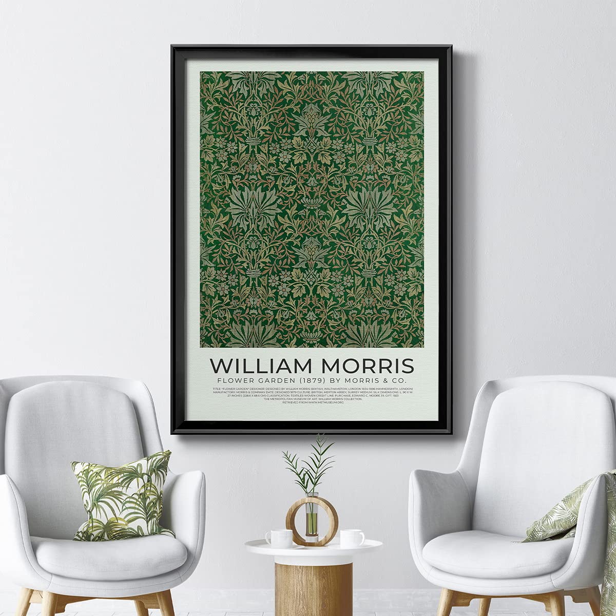 William Morris Wall Art Collection Décor Flower Garden (1834-1896) Premium Framed Modern Art Print Artwork - Ready to Hang for Home and Office