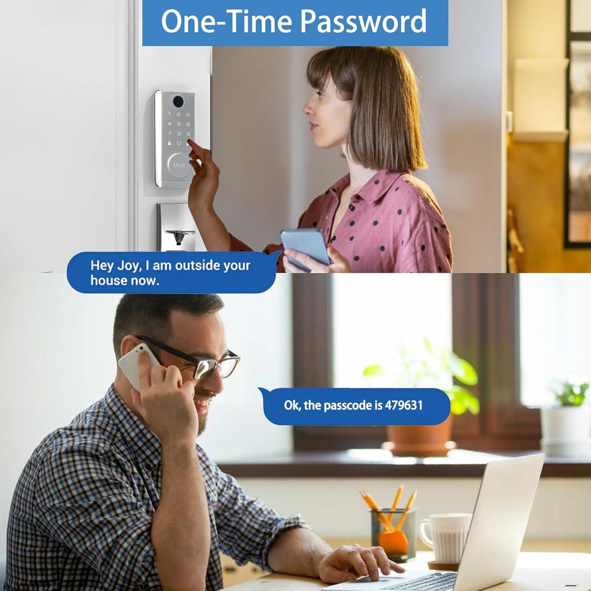 UMIKSMART Smart Door Lock with Handle 7 in 1 Keyless Entry Fingerprint Door Lock with Keypad IC Card Physical Key Tuya App Bluetooth Auto-Lock IP65 Waterproof for US Wooden Doors Matte Silver