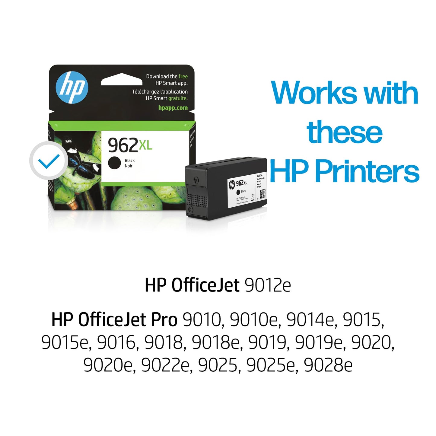 HP 962XL Black High-Yield Ink Cartridge | Works with OfficeJet 9010, Pro 9010, 9020 | Eligible for Instant Ink | 3JA03AN