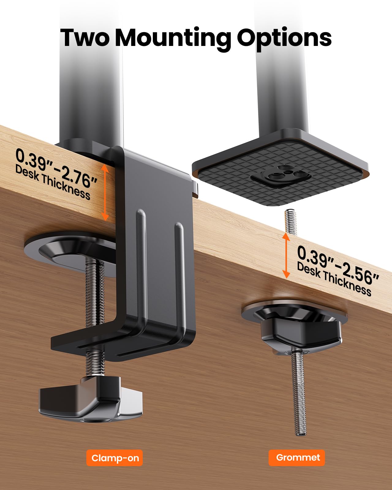 ErGear Vertical Dual Monitor Stand, Stacked Monitor Mount for 13-32″ Screens, Up to 19.8 lbs per Arm, Enhanced Stability with Integrated C-Clamp, Upgraded Cable Management, VESA 75x75/100x100mm, Black