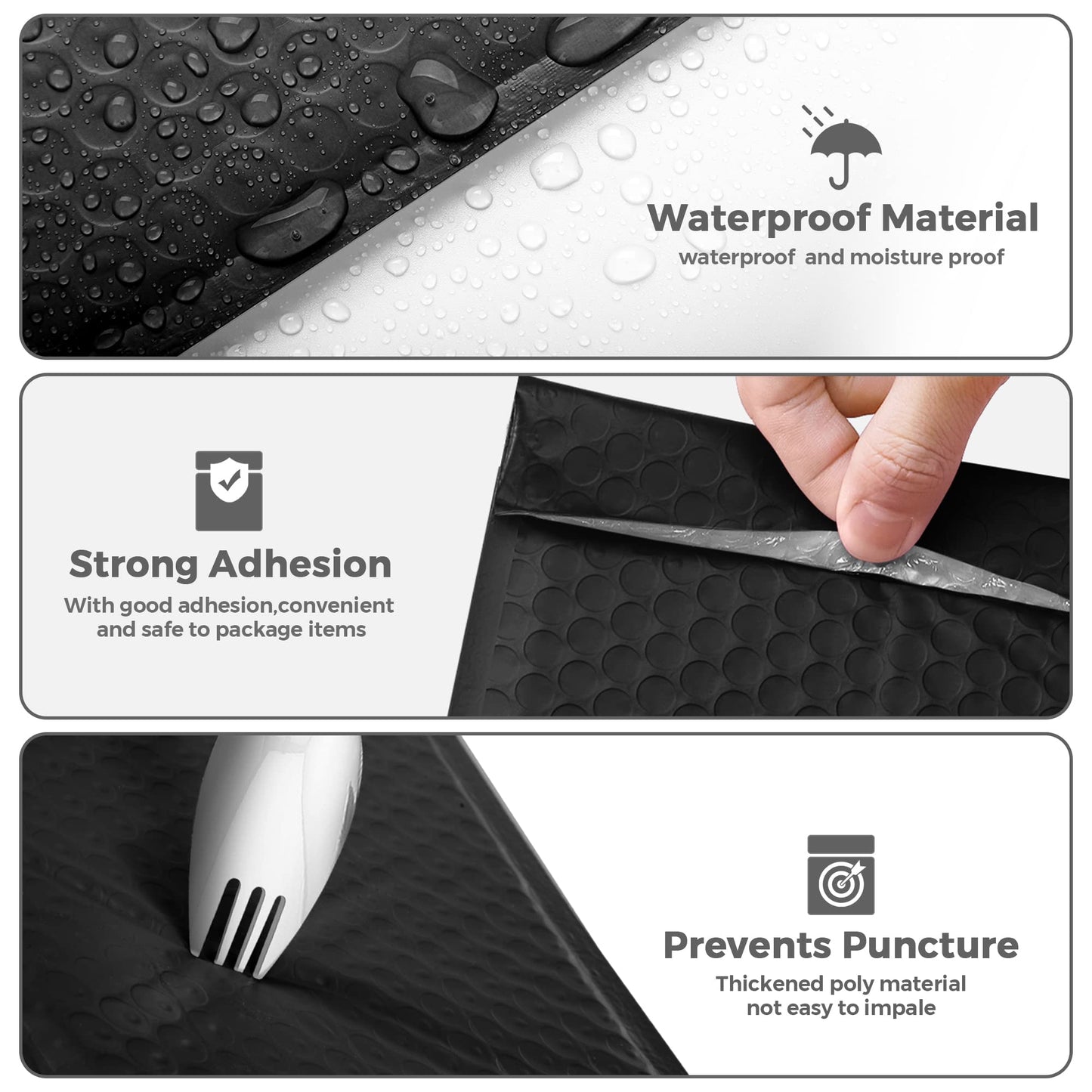 Metronic Bubble Mailers 8.5x12" 40 Pack Black Padded Envelopes Usable Size 8.5 x 11" Strong Adhesion Bubble Envelopes Medium Mailing Envelopes Bubble Padded for Small Business Shipping Books Clothes